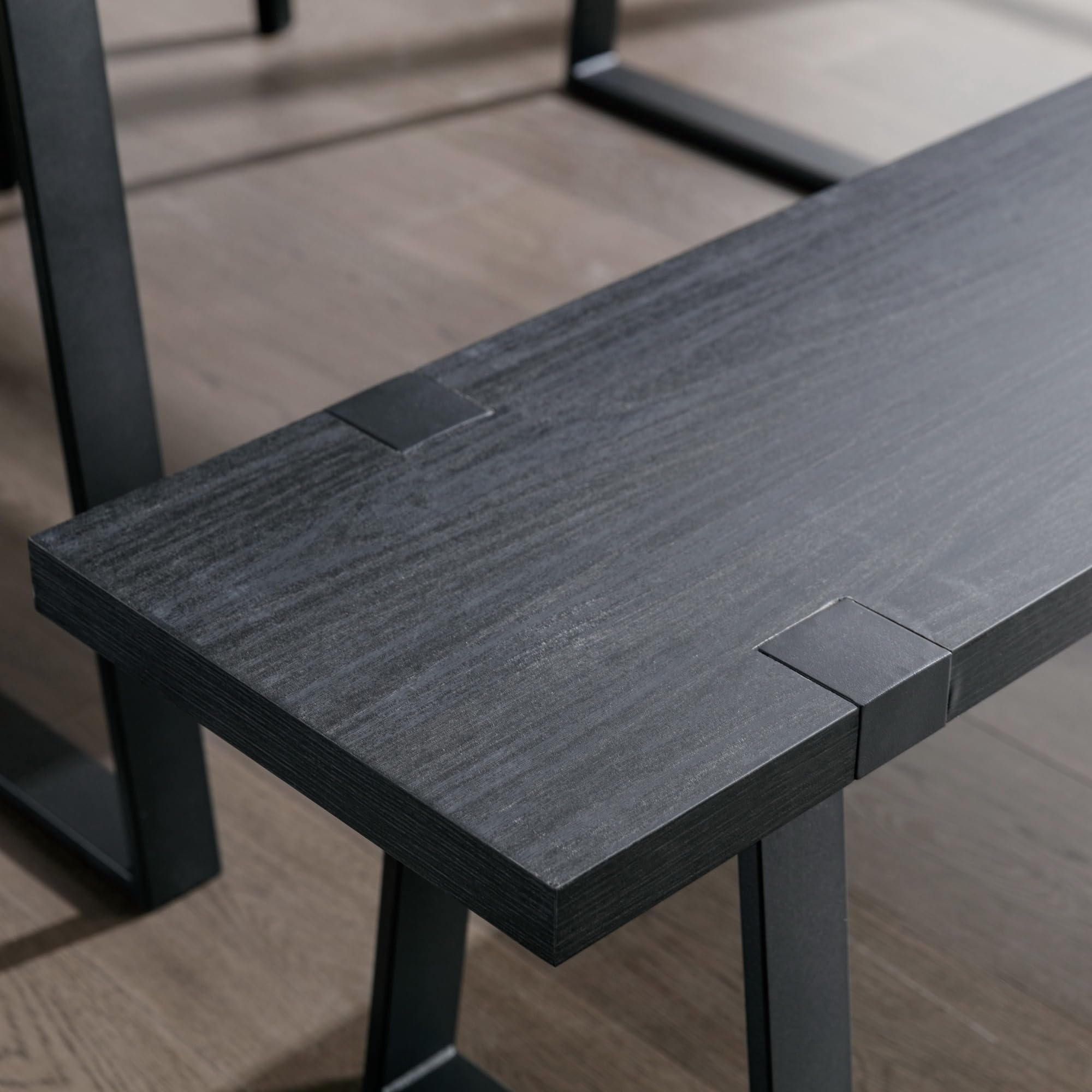 60" Wooden Dining Bench with Metal Legs