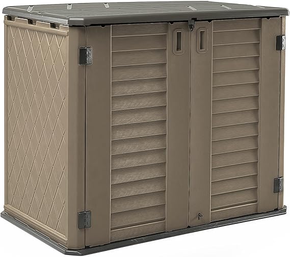 Weather Resistant Horizontal Outdoor Storage Shed - 26 Cu Ft