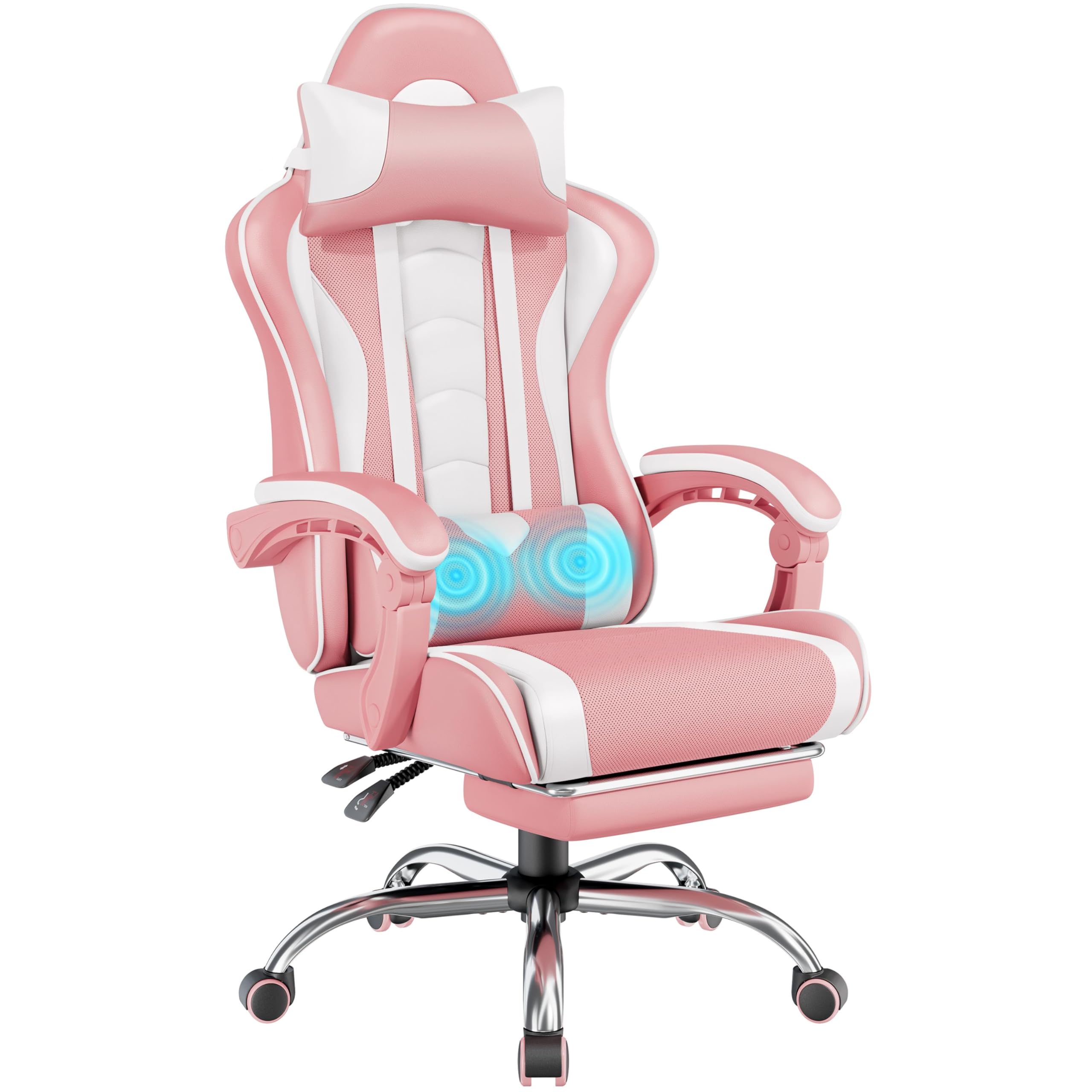 Gaming Chair with Massage and Footrest