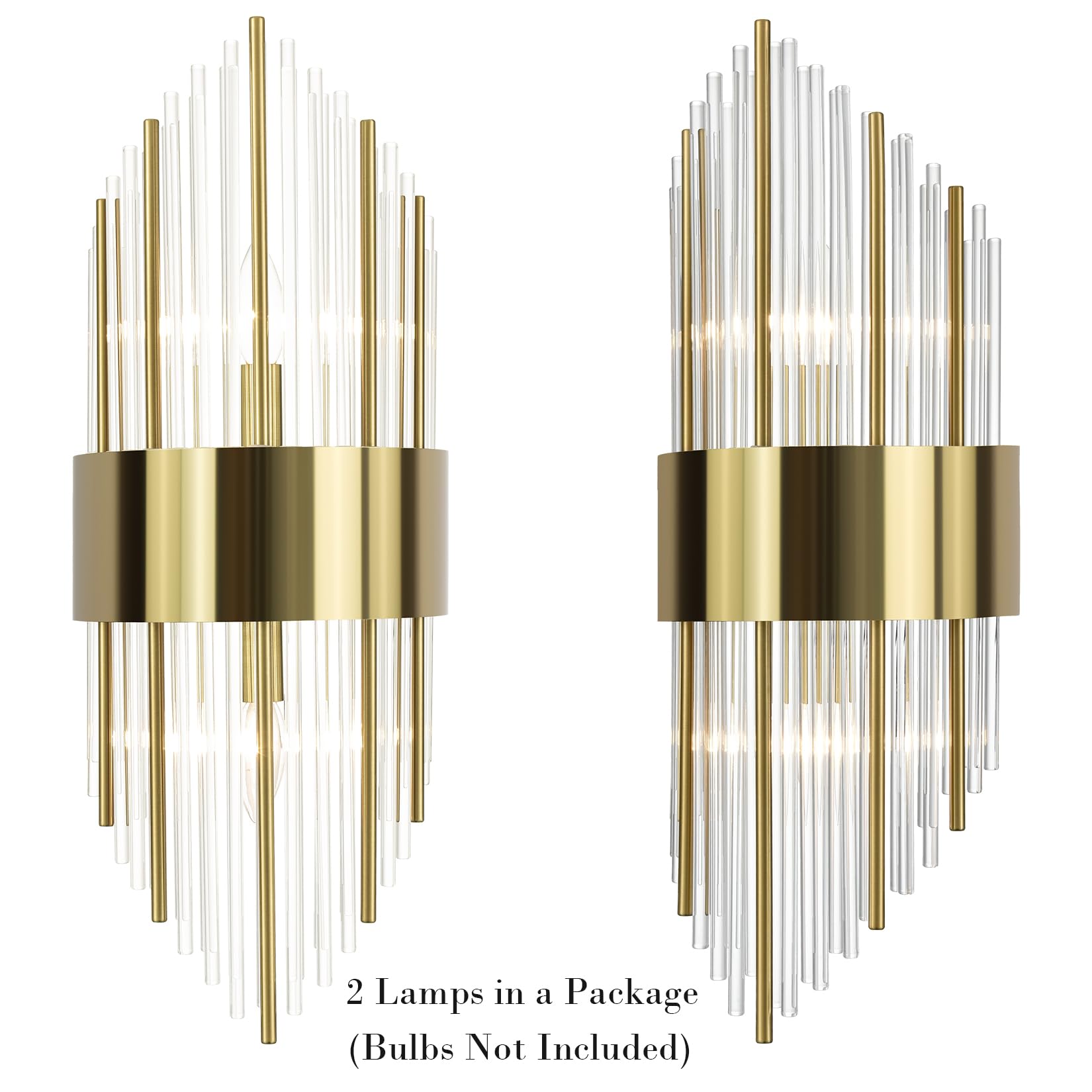 Modern Gold Crystal Wall Sconces Set of 2