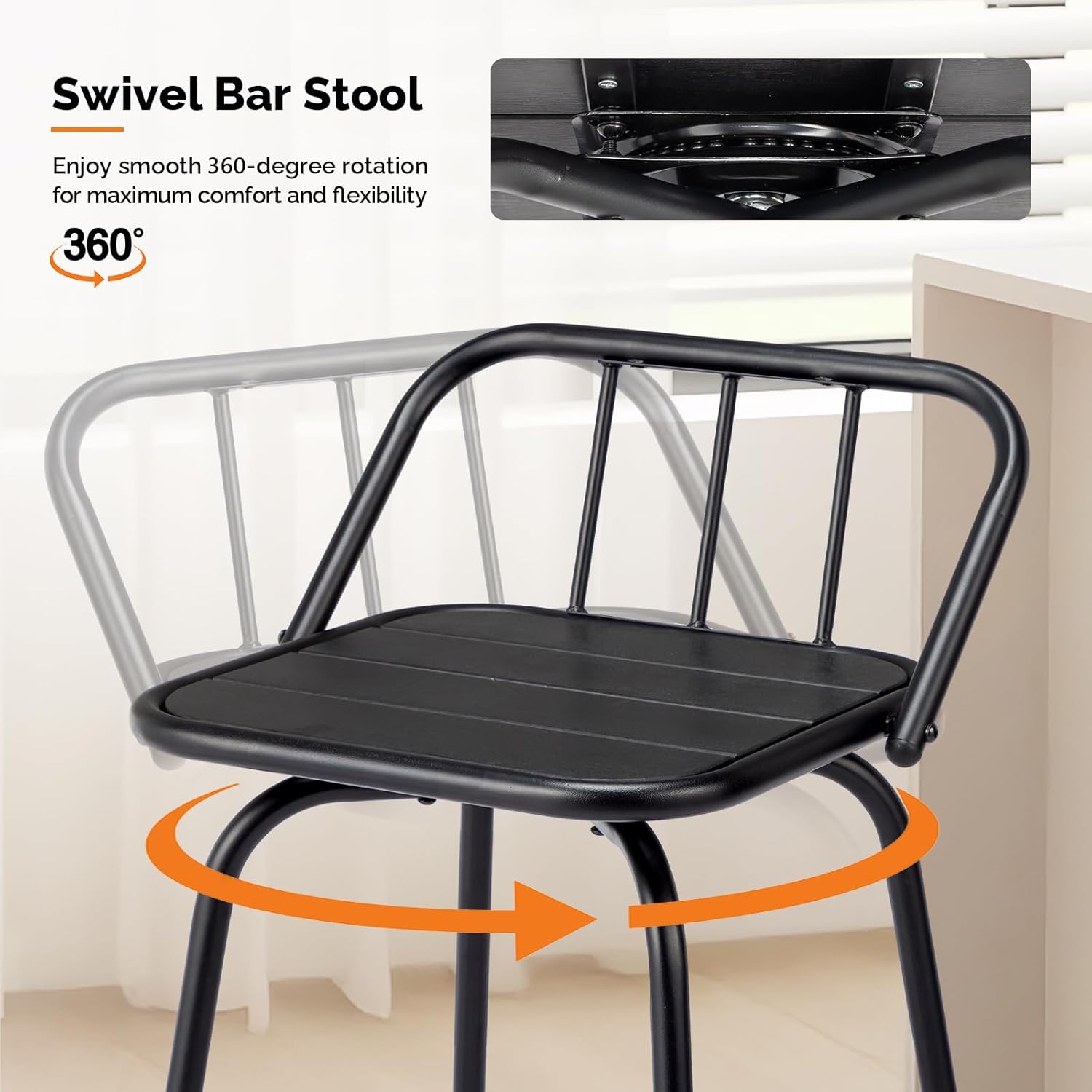 Outdoor Swivel Bar Stools 30 Inch with Backrest