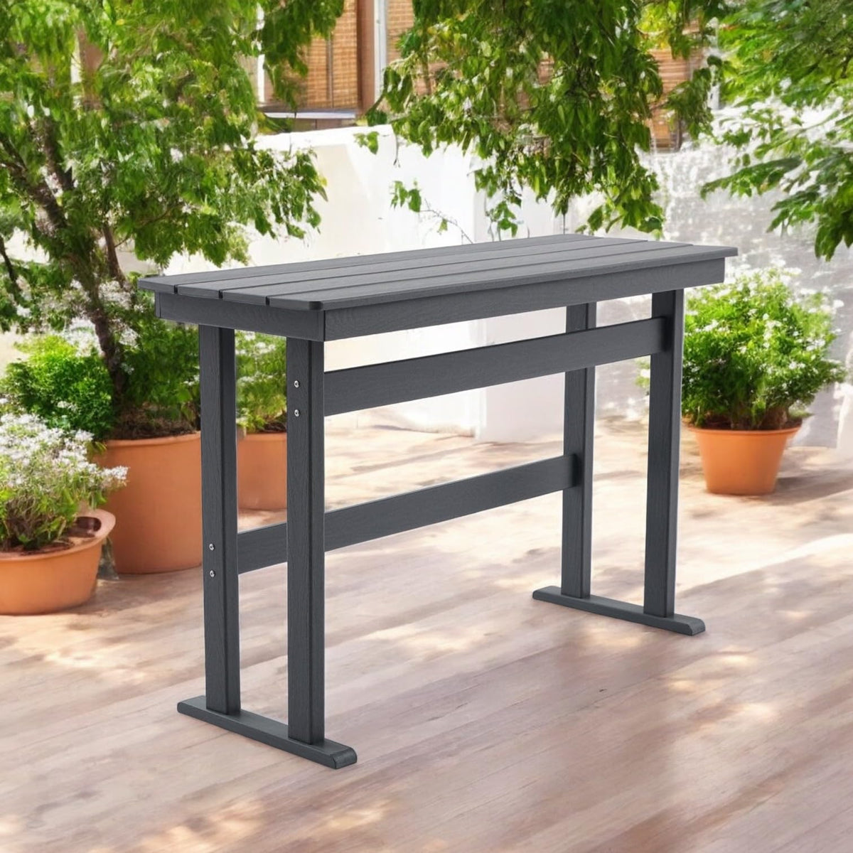 54" Outdoor Bar Height Patio Table - Dark Grey