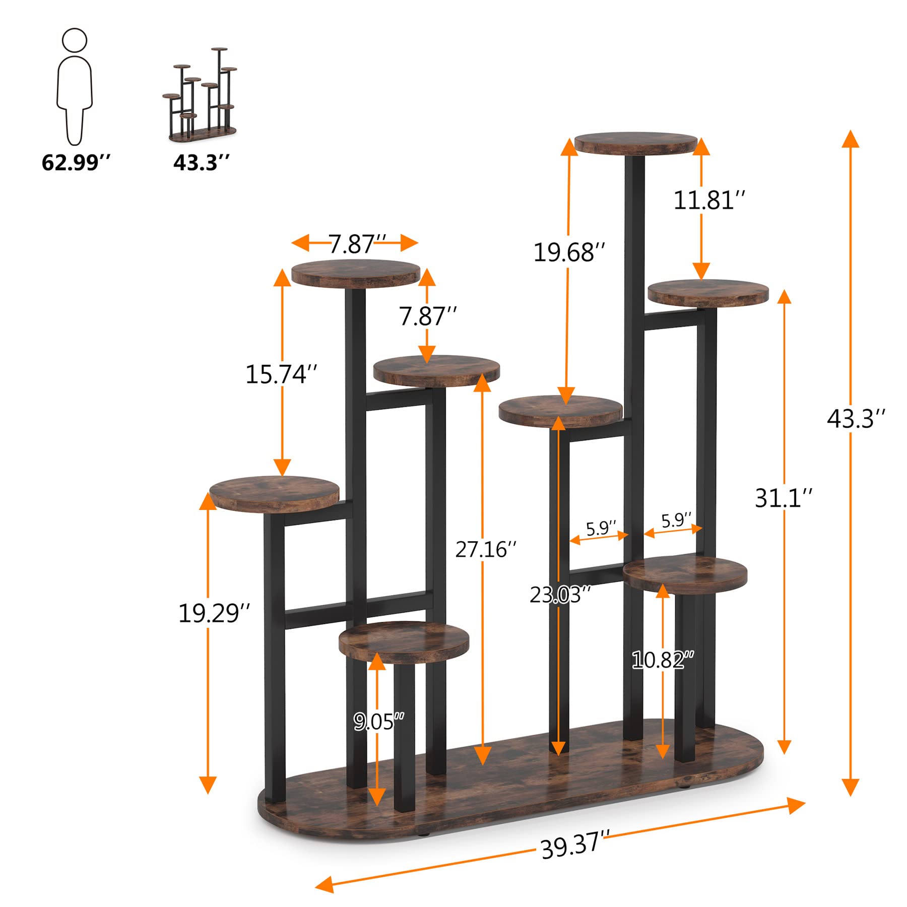 Multi-Tiered 11 Pot Plant Stand