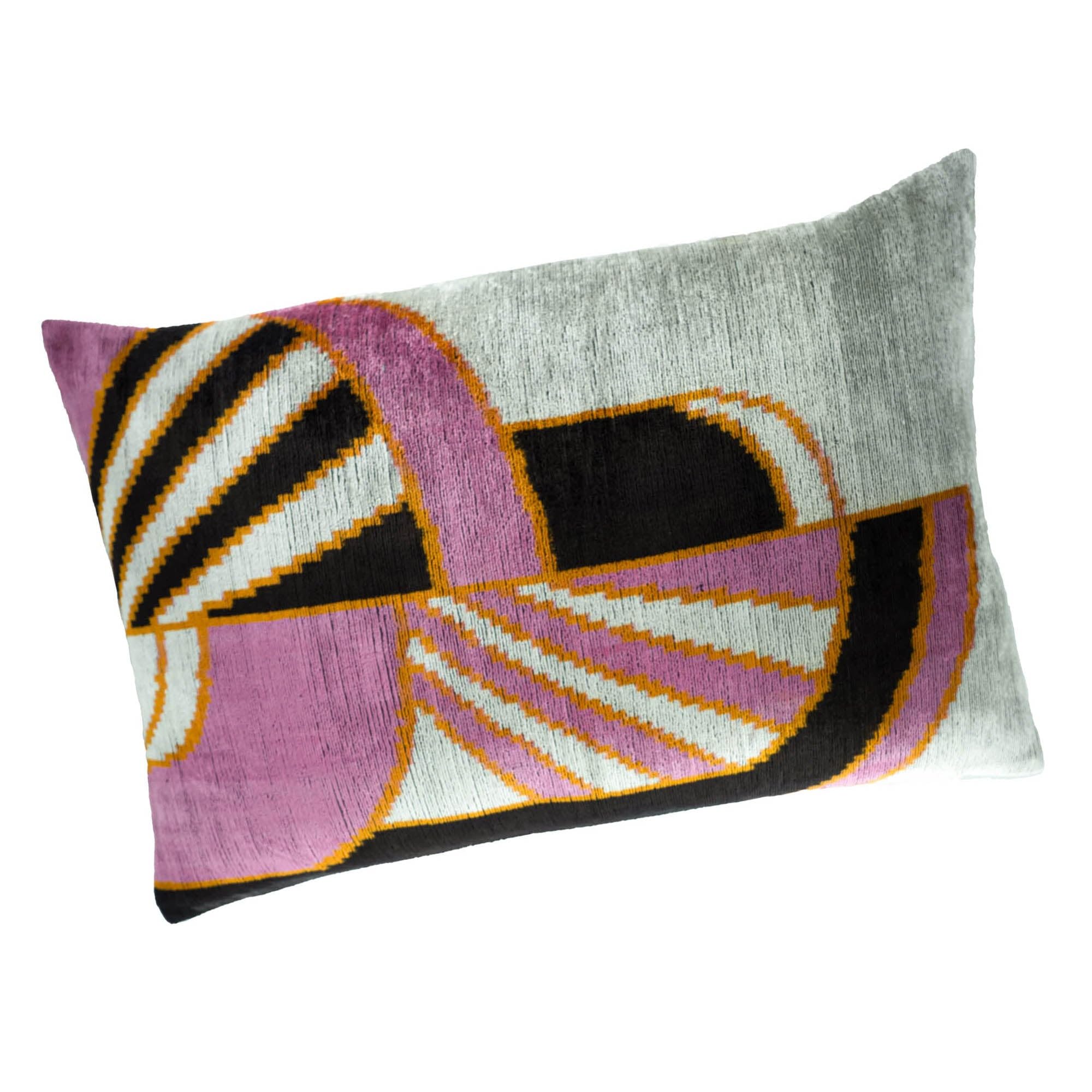 Deco Silk Velvet Ikat Throw Pillow Cover