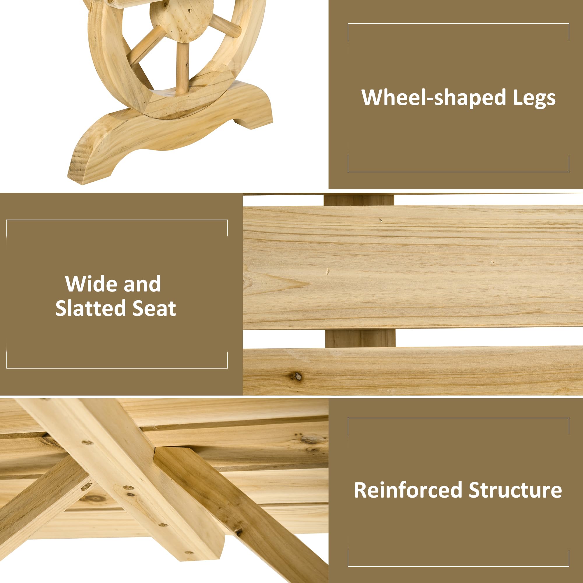 2-Person Wooden Wagon Wheel Garden Bench