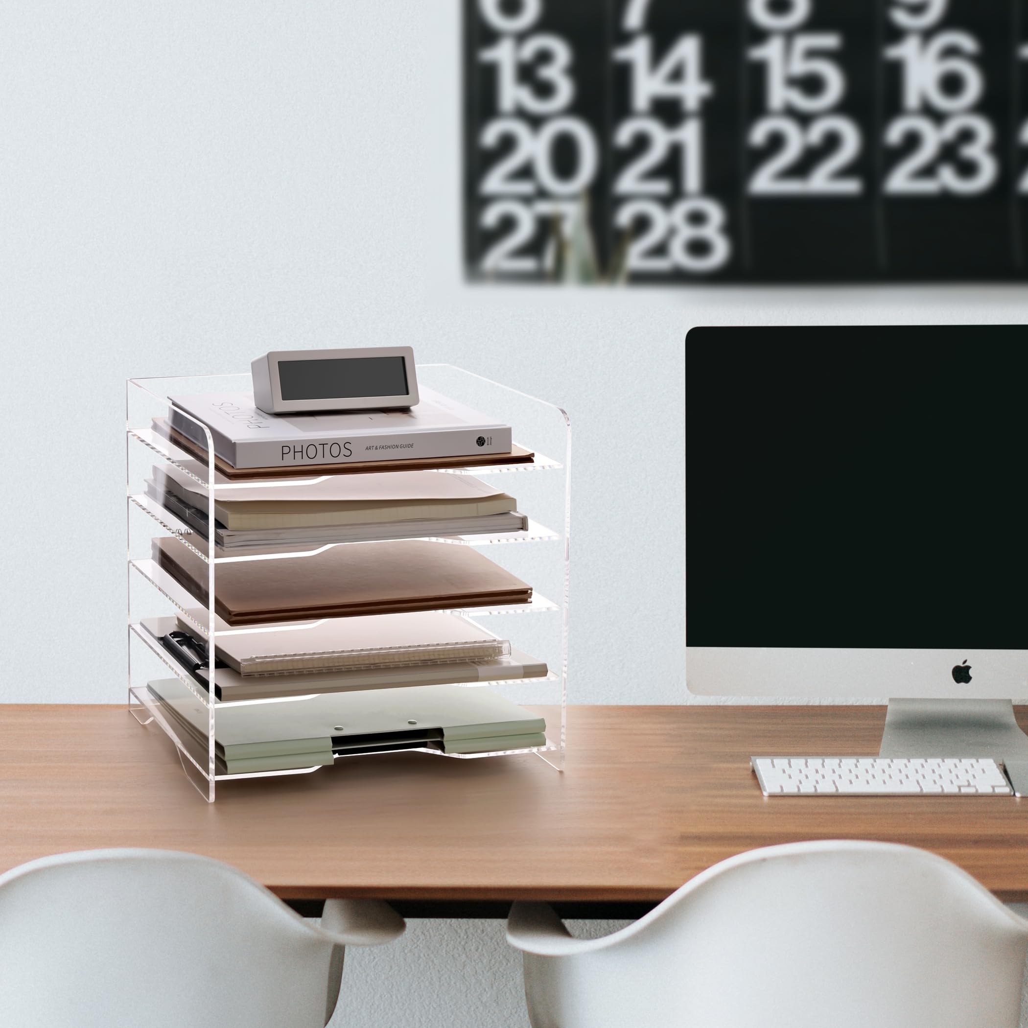 5-Tier Acrylic Desk File Organizer with Handle