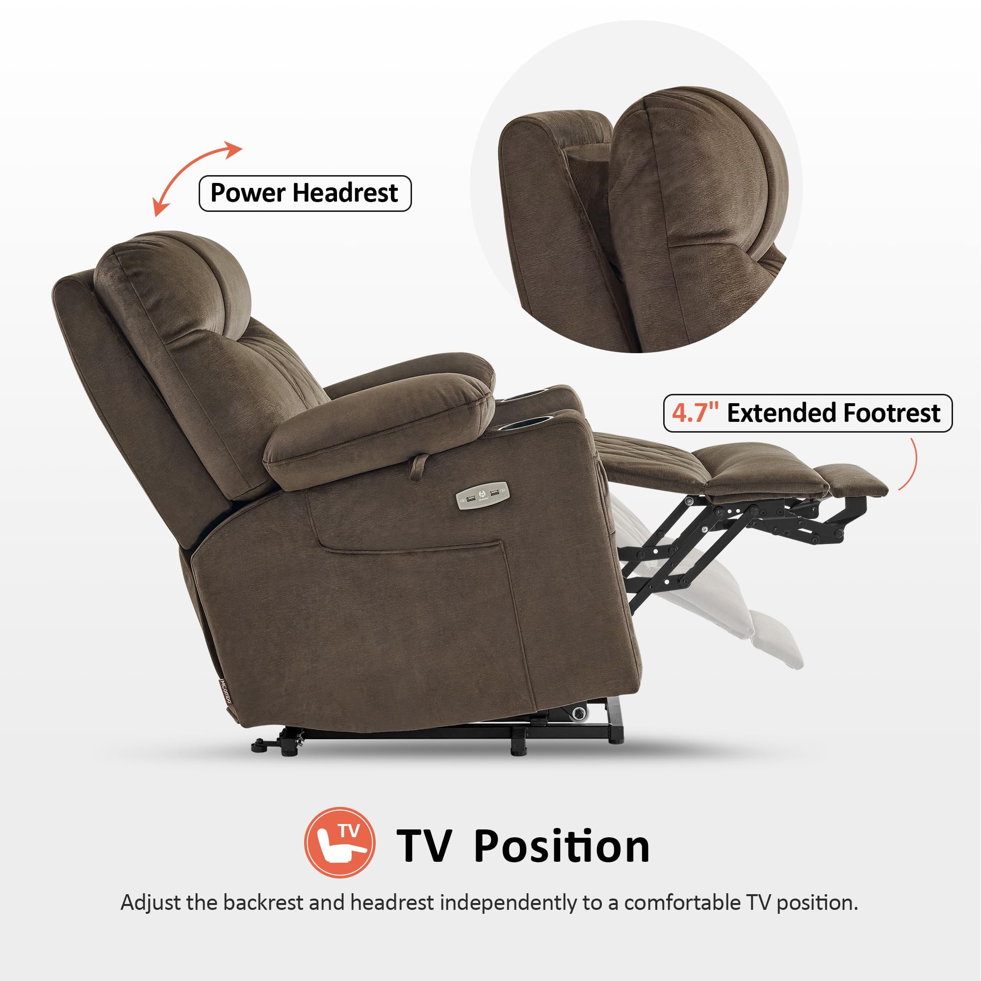 Small Triple Motor Power Lift Recliner with Massage and Heating