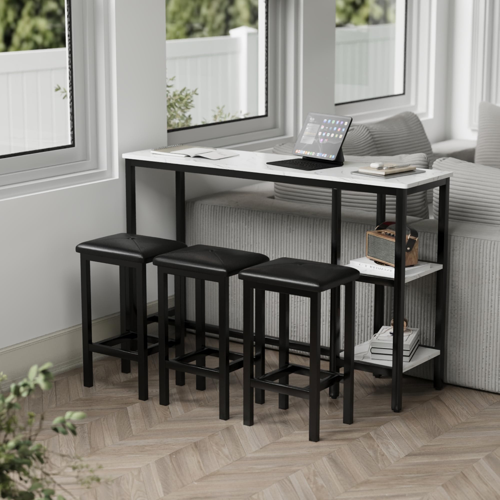 Counter Height Bar Table Set with 3 Stools