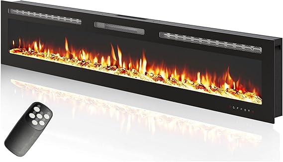 50" Wall Mount Electric Fireplace with Remote
