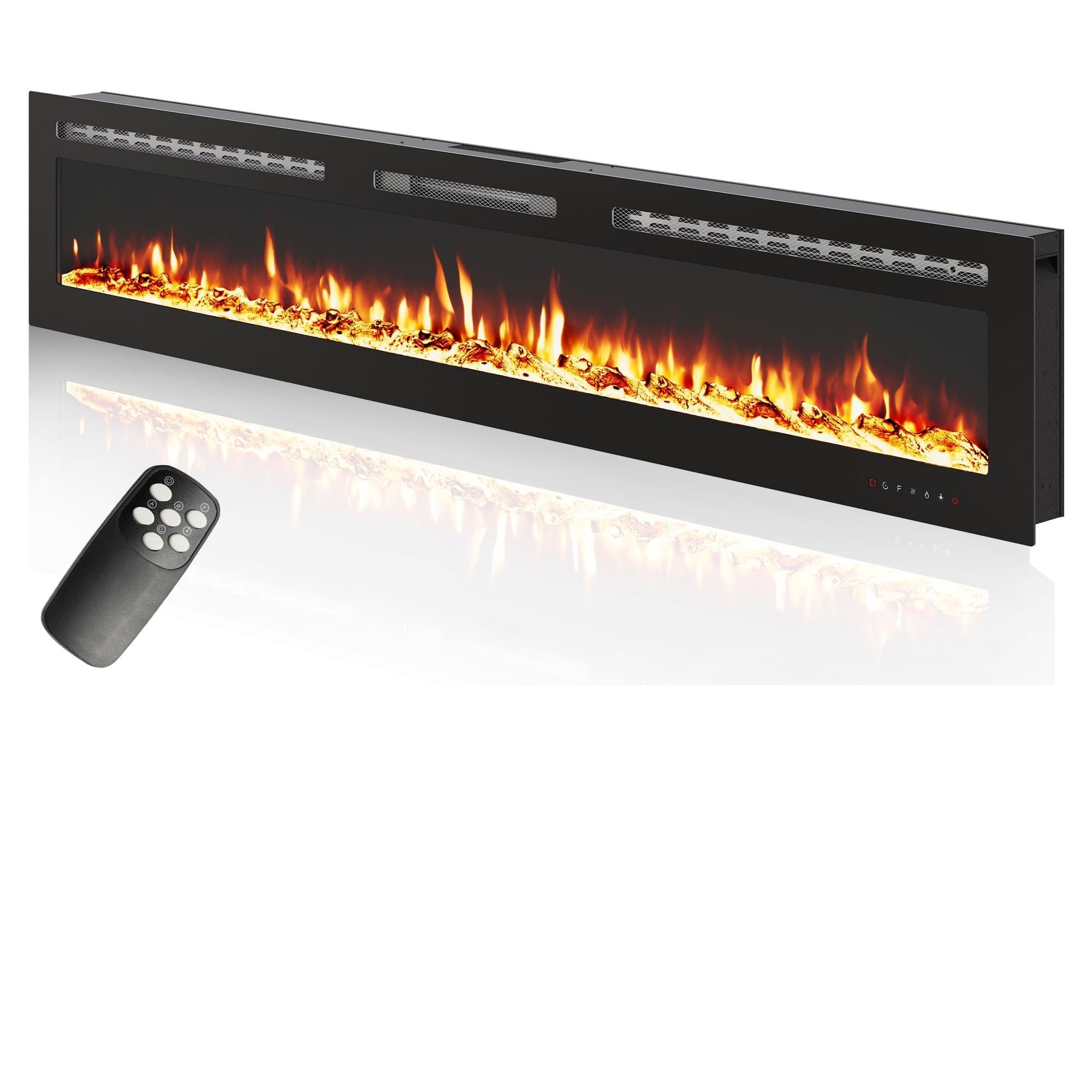 50" Wall Mount Electric Fireplace with Remote