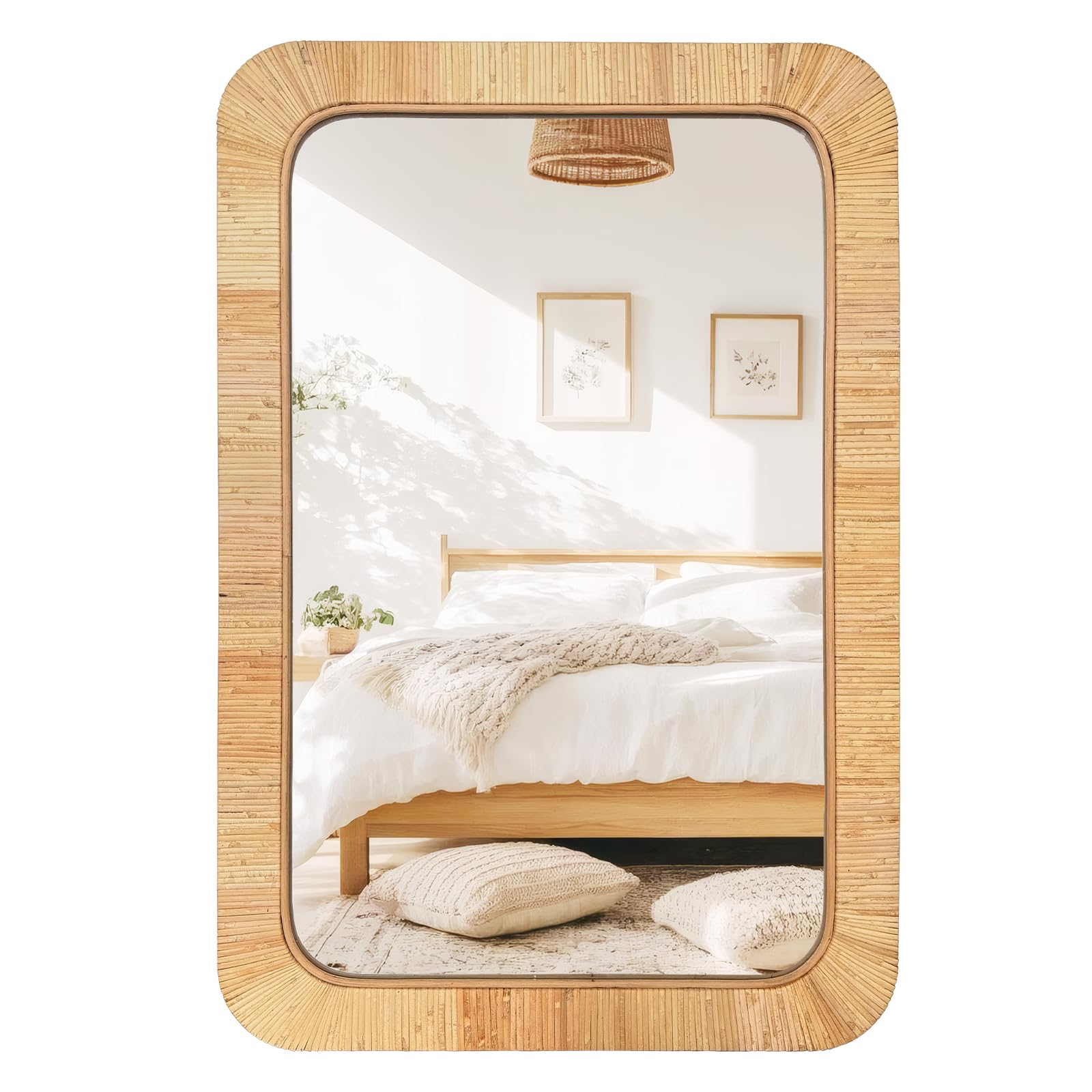 Rattan Rectangular Mirror 24x36