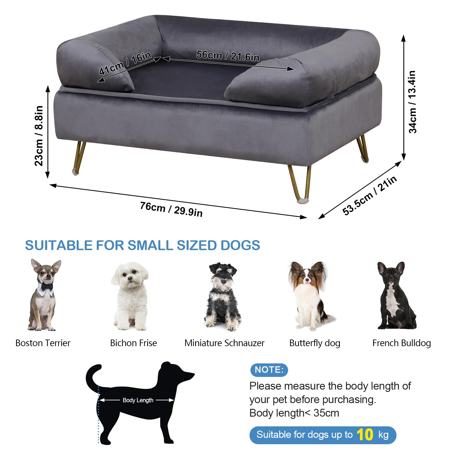 Velvet Pet Sofa Bed with Wooden Frame
