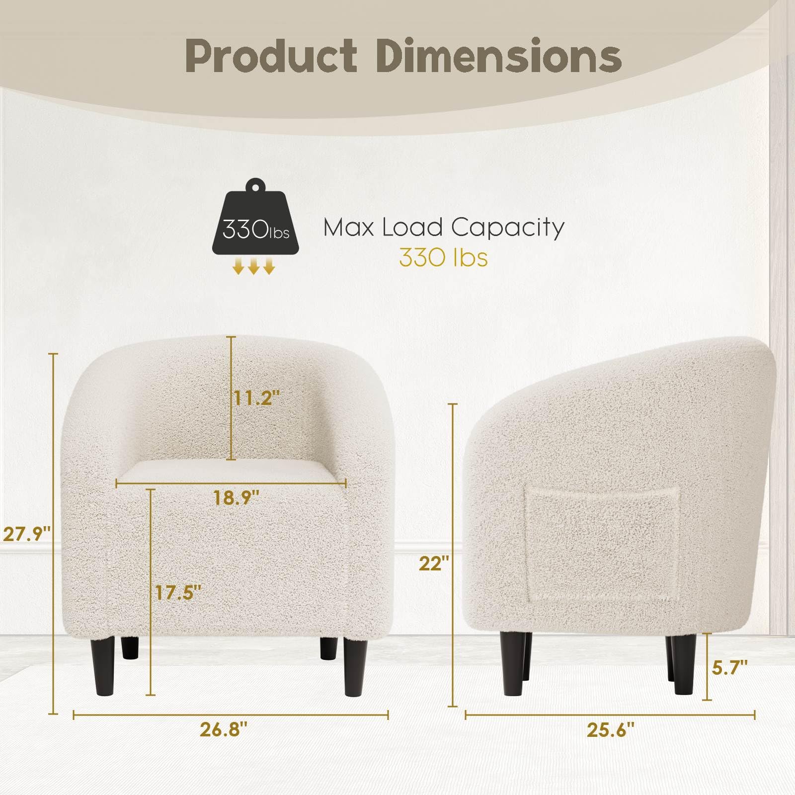 Modern Accent Barrel Chair with Side Pocket