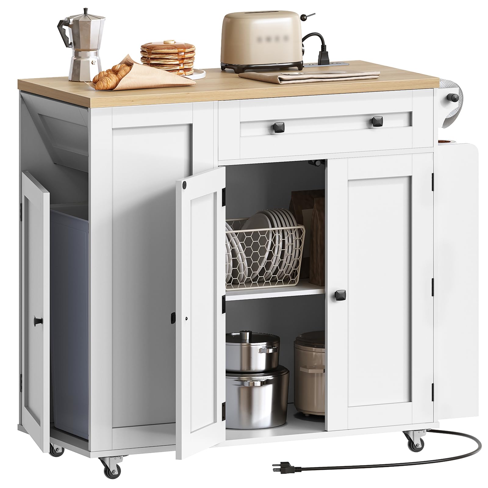Kitchen Island with Storage on Wheels