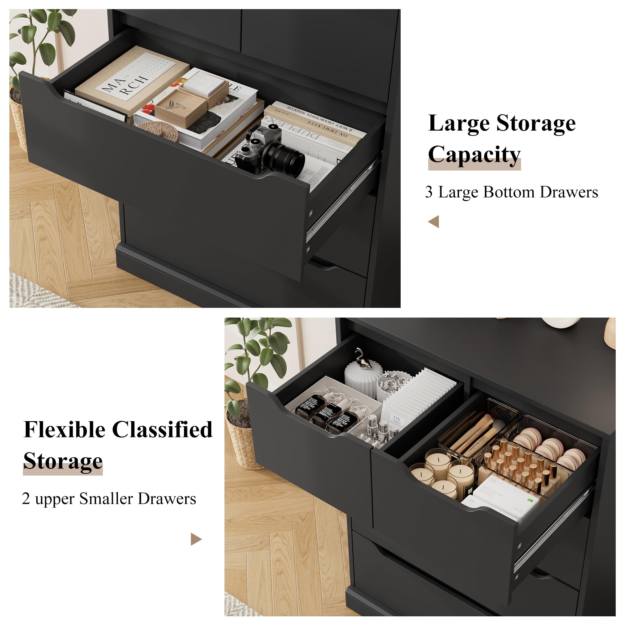 5 Drawer Dresser with Cut-Out Handles