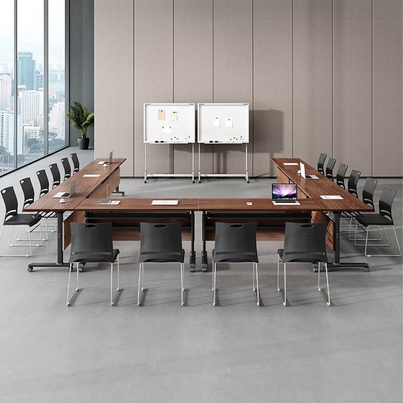 Folding Conference Table with Locking Wheels 63 Inch