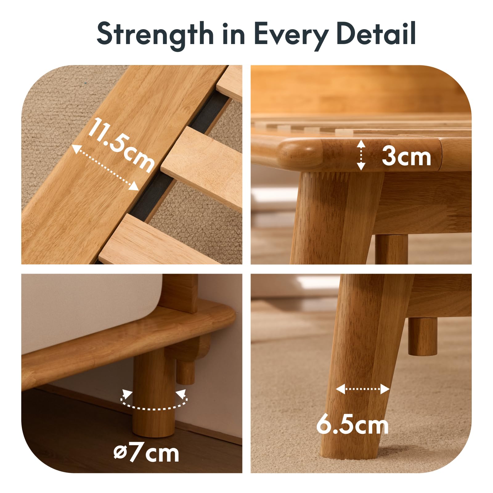 Queen Platform Bed Frame with Storage Shelf and Charging Station