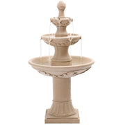3-Tier Pineapple Water Fountain 48.4" White Resin
