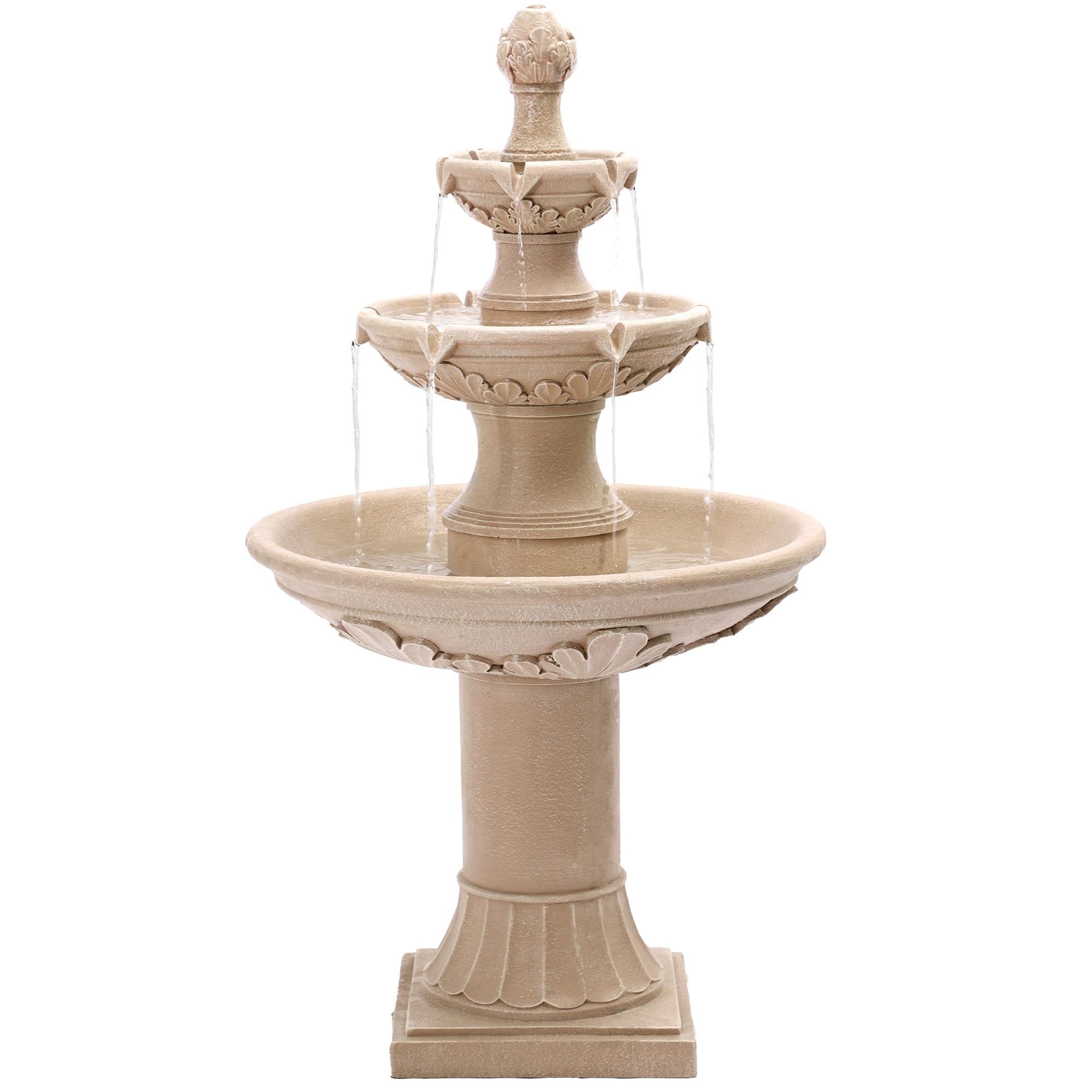 3-Tier Pineapple Water Fountain 48.4" White Resin