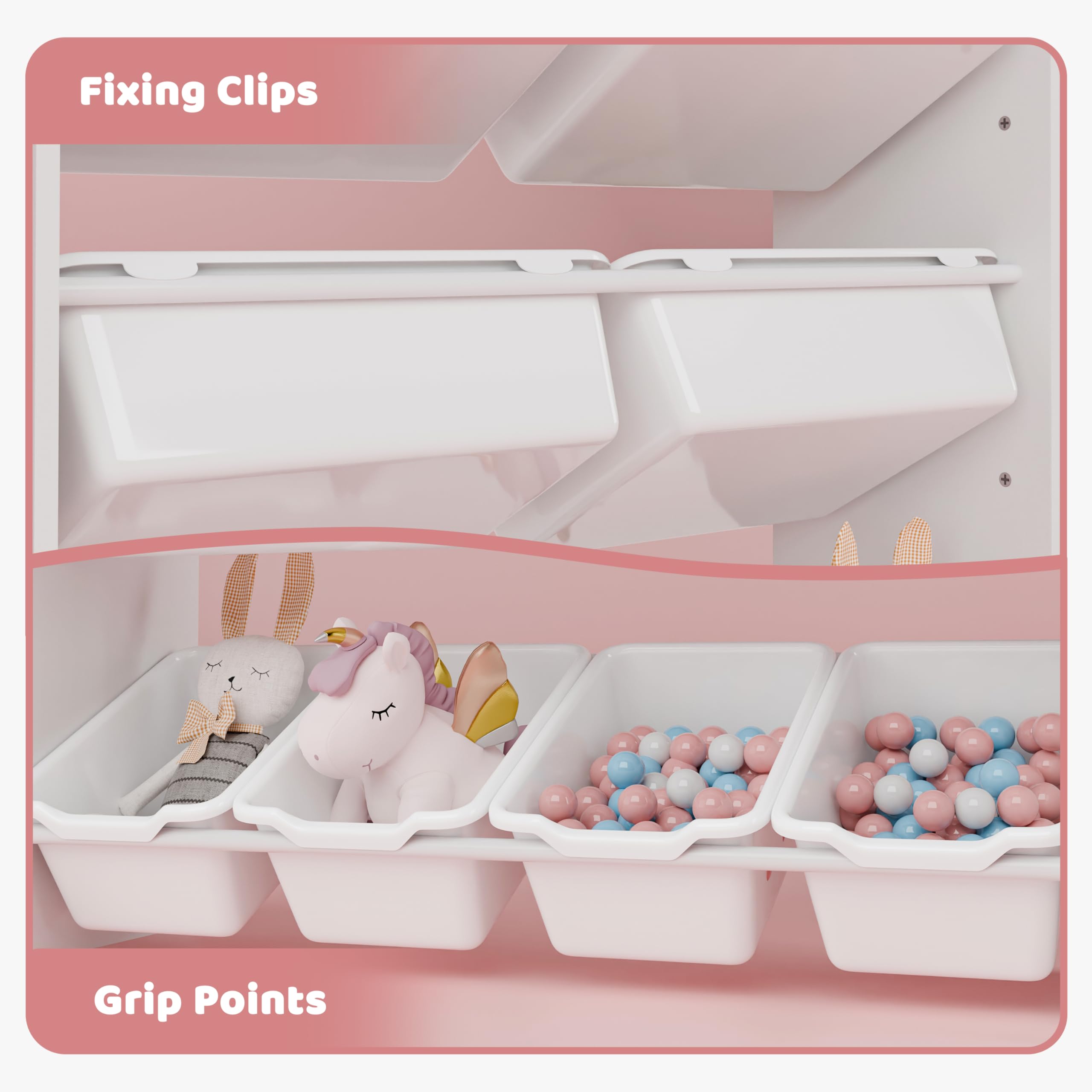 Kids Toy Storage Organizer with 8 Bins and 4-Tier Bookshelf