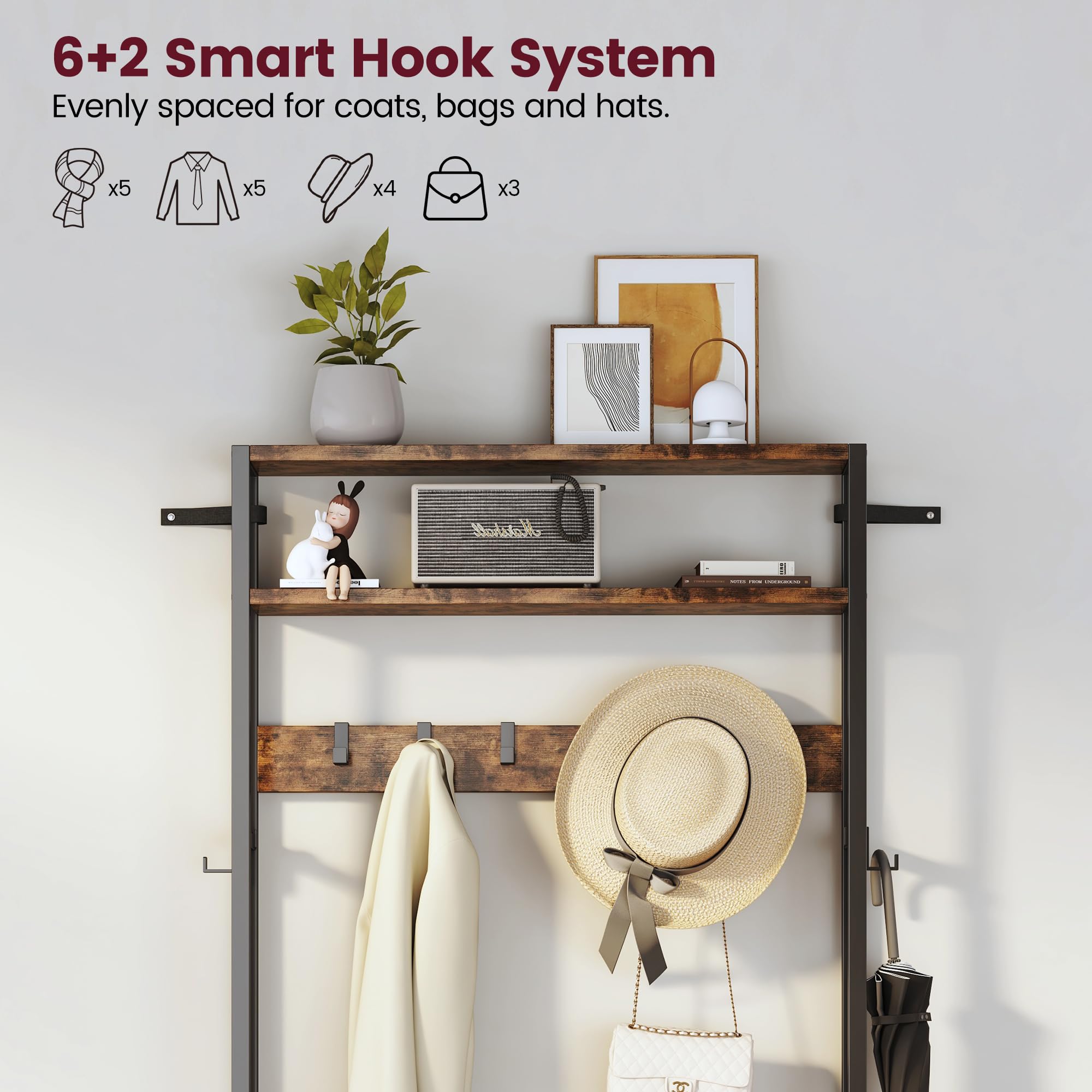 3-in-1 Hall Tree with Bench and Shoe Storage