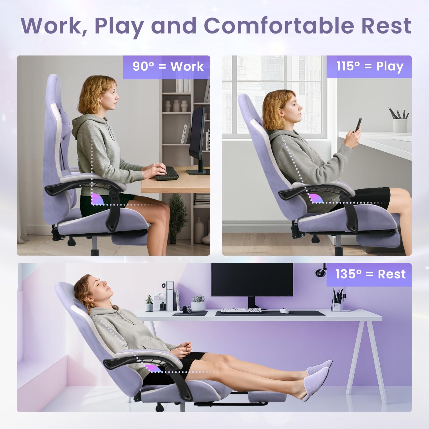 Ergonomic Gaming Chair with Lumbar Support and Adjustable Armrests
