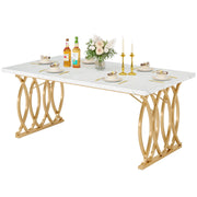 63" Modern Dining Table with Faux Marble Top
