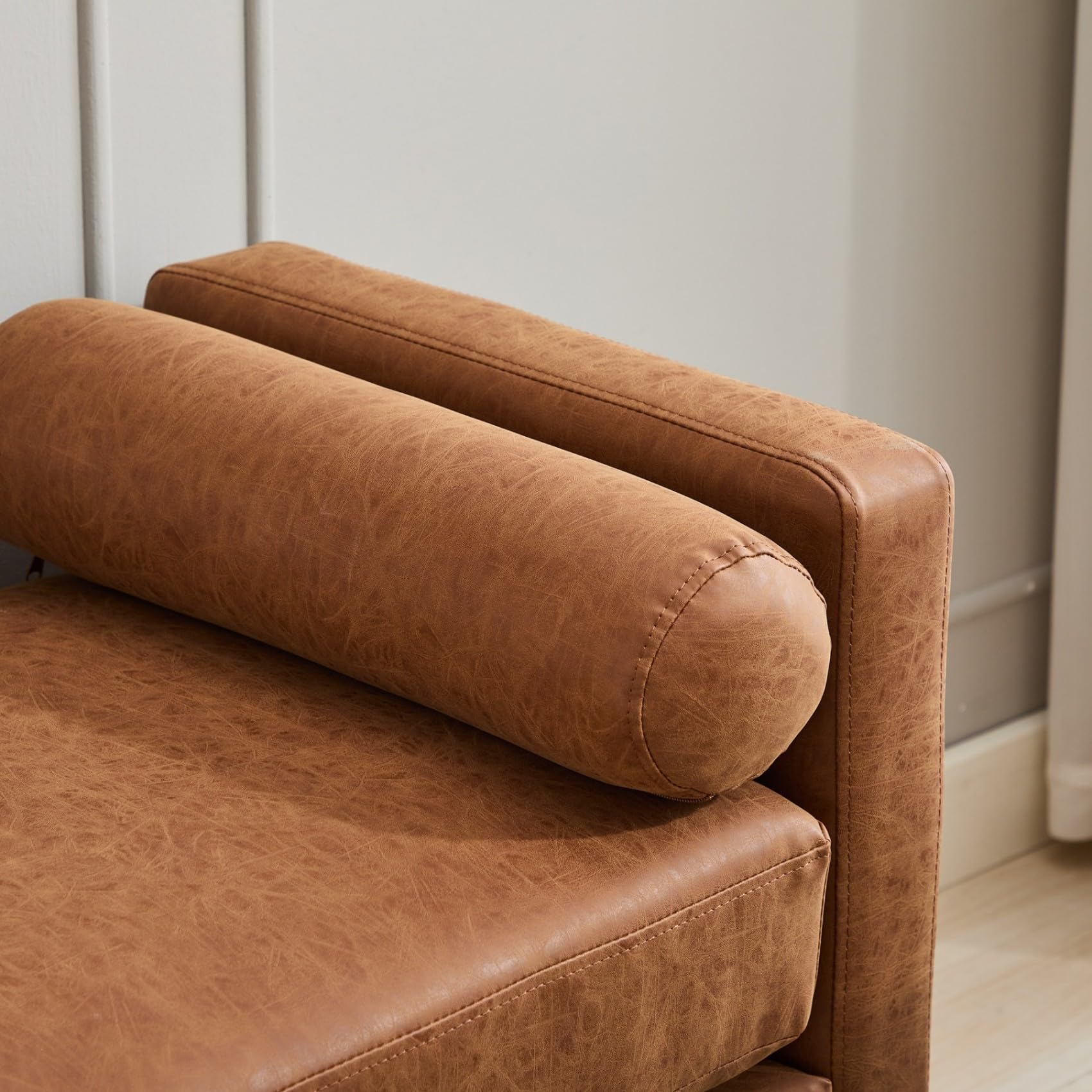Oversized Upholstered Bench Ottoman with Bolster Pillows
