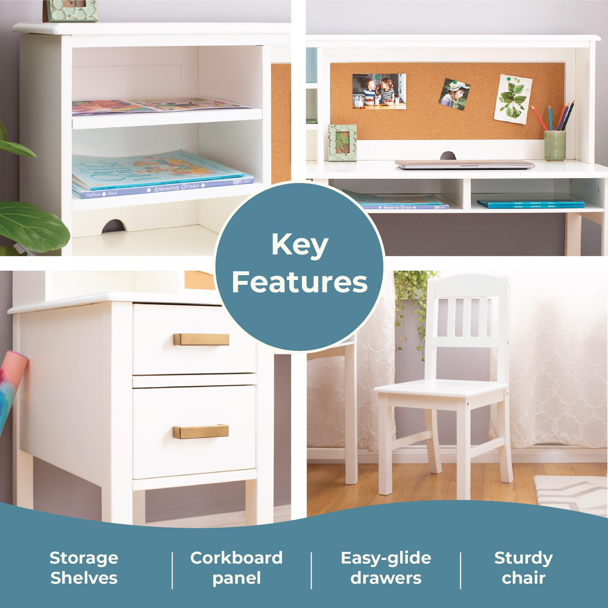 Kids Desk and Chair Set with Hutch
