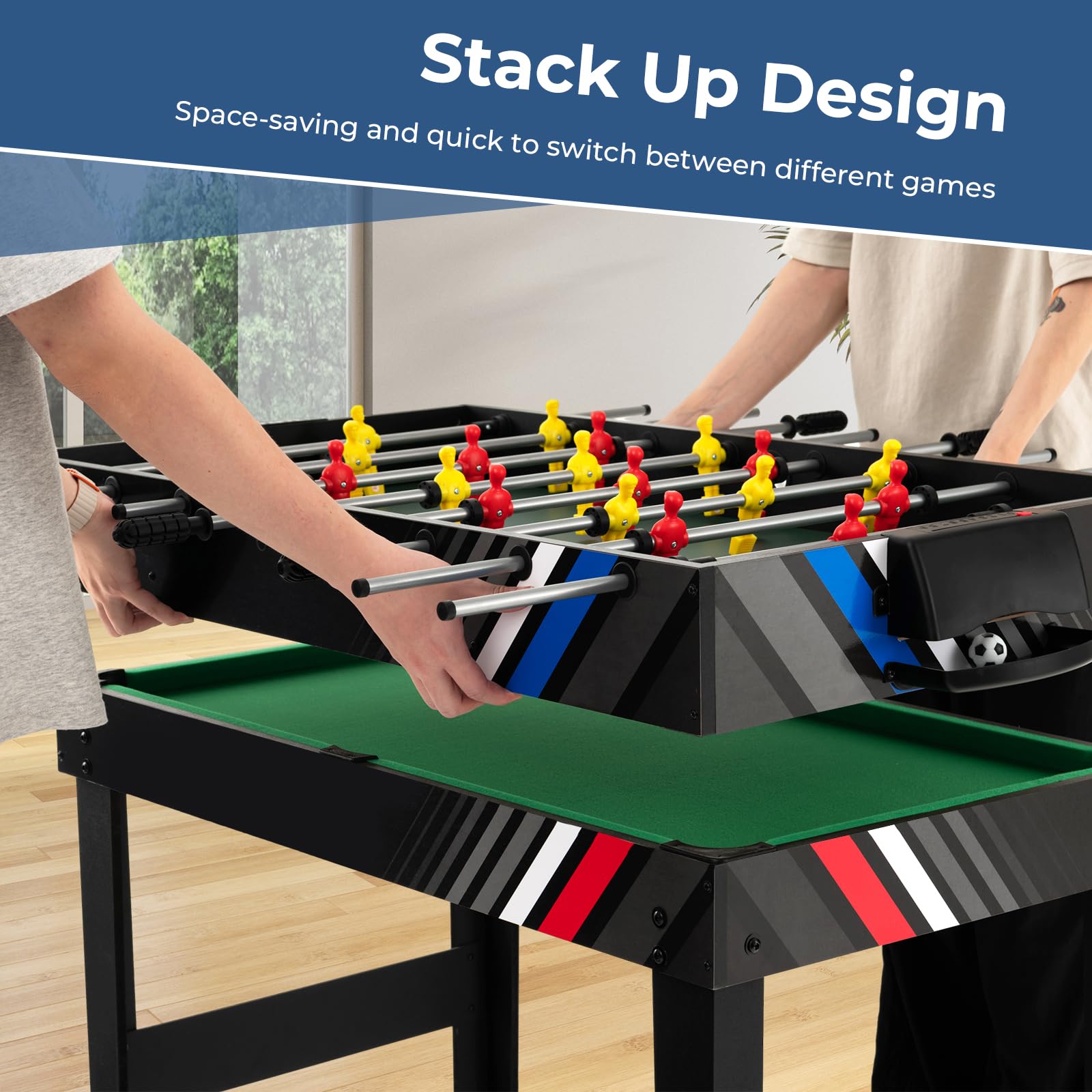 4-in-1 Multi Game Table with Foosball, Pool, Air Hockey & Table Tennis