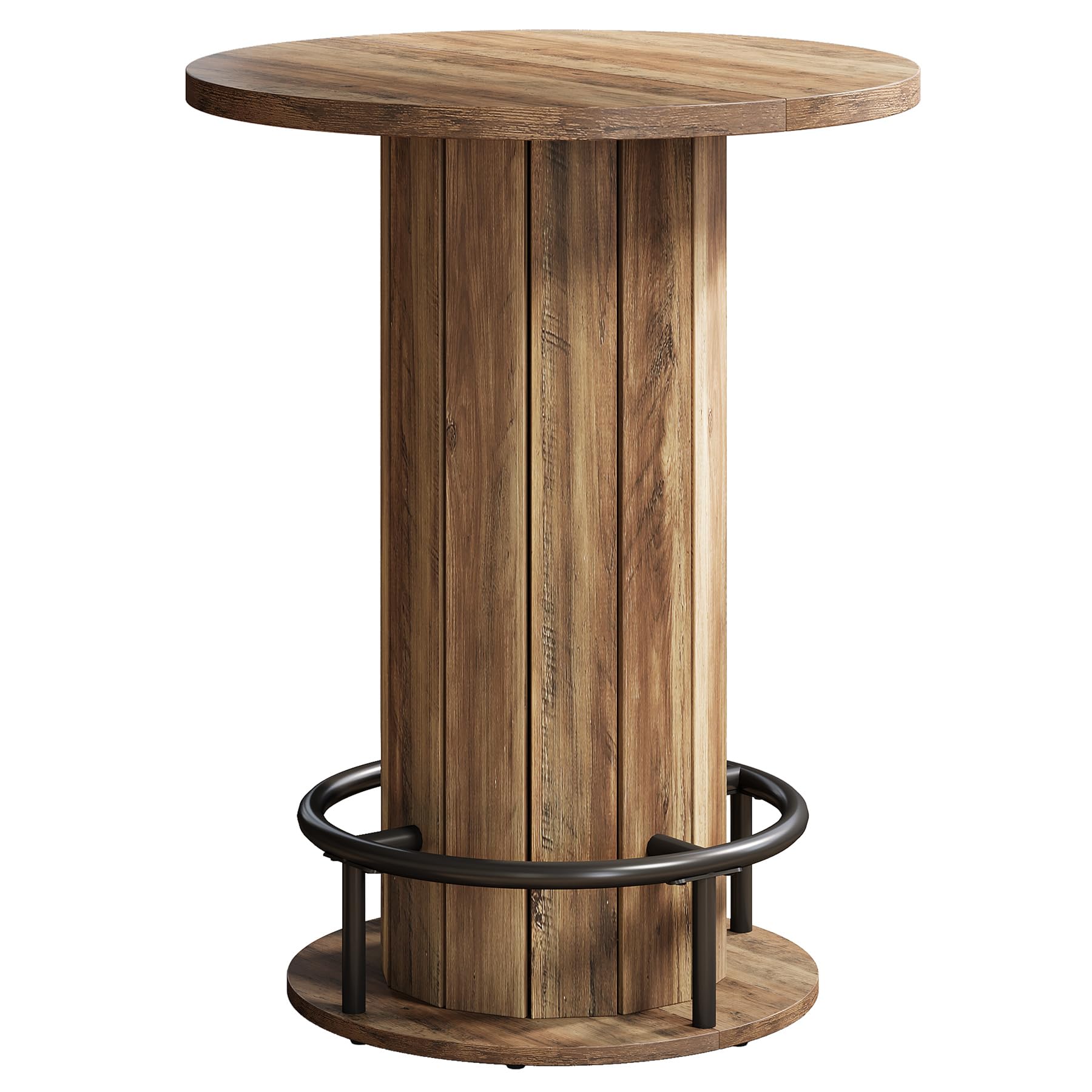 Round Bar Table with Metal Ring Footrest