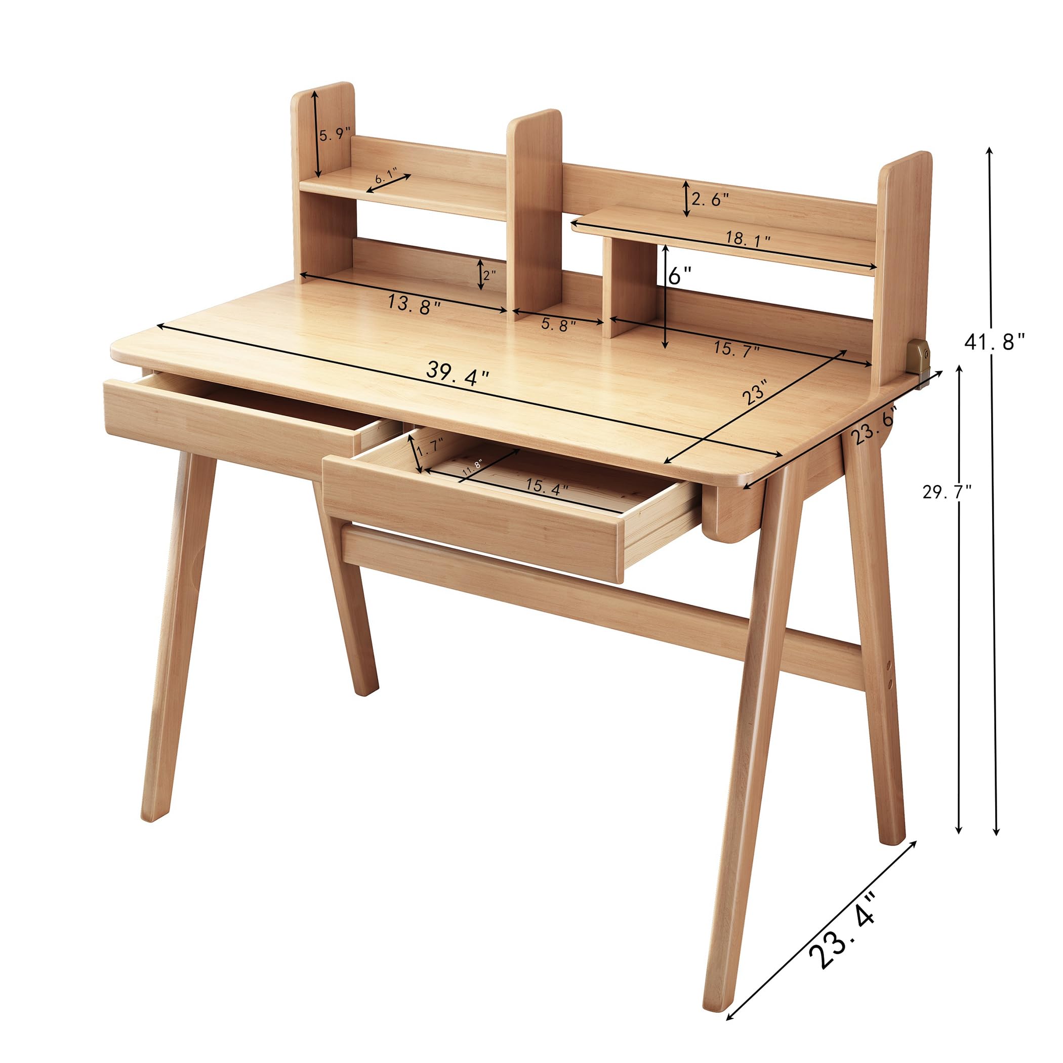 Kids Study Desk with Bookshelf and Drawers
