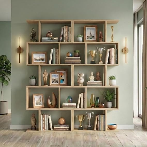 5-Tier S-Shaped Bookcase Set of 2 White