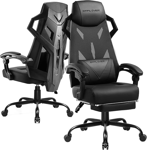 Gaming Chair with Mesh Back and Footrest