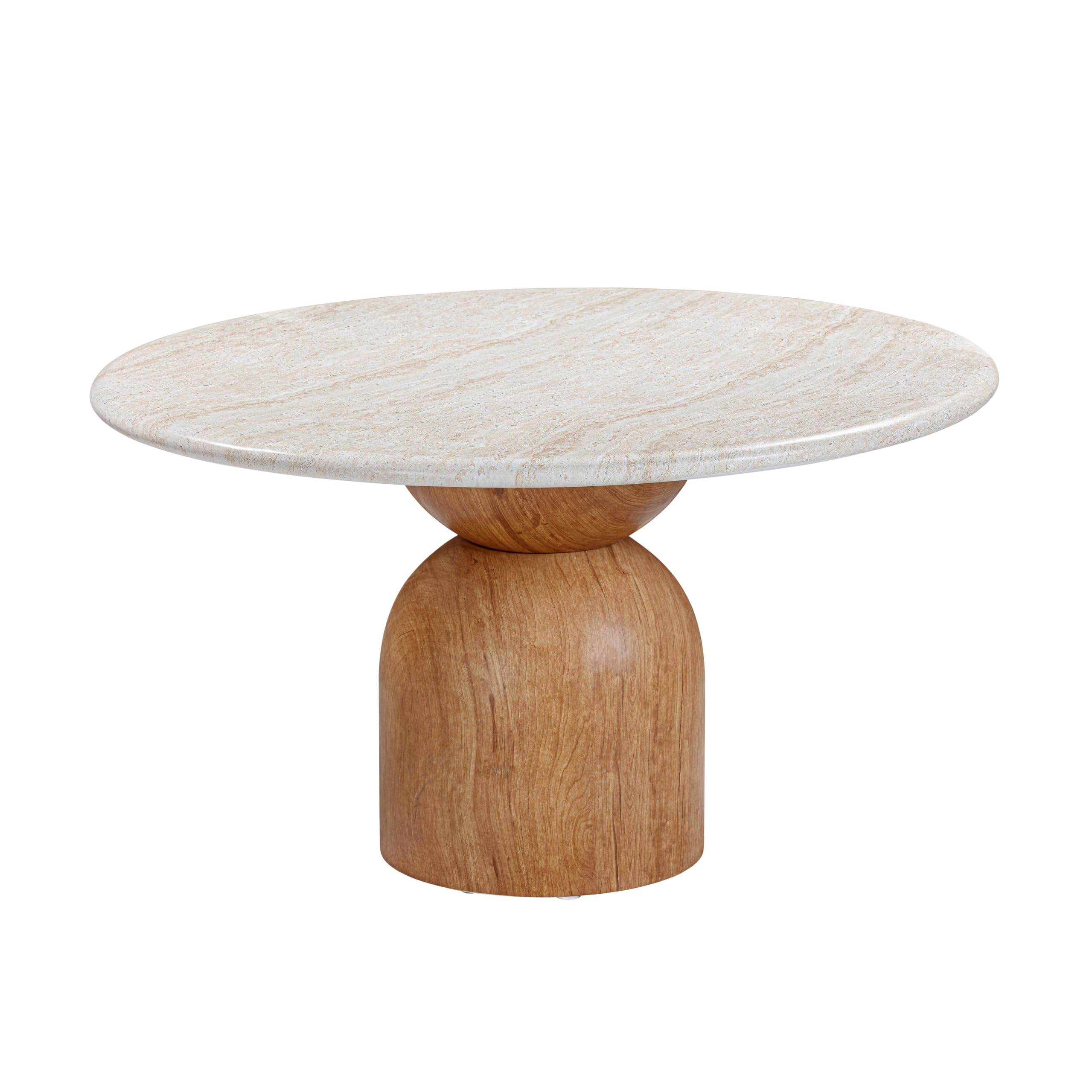 Cynthia Travertine Concrete Round Dining Table 54 Inch