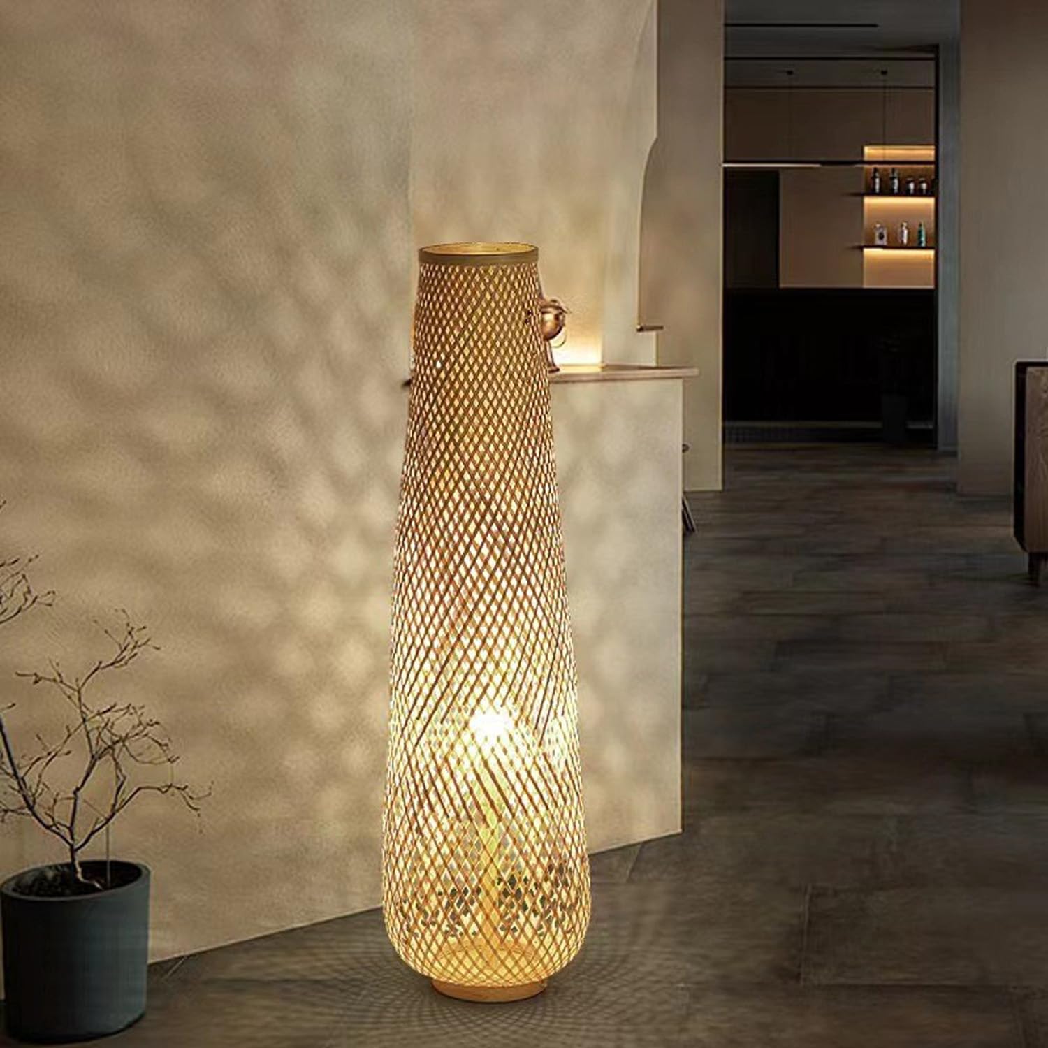 Hand-Woven Bamboo Floor Lamp