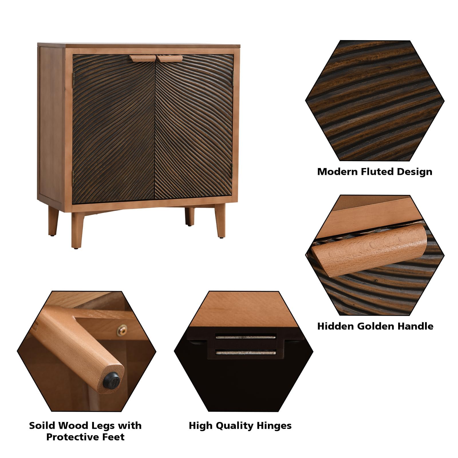 Carved Wood Accent Cabinet with 2 Doors
