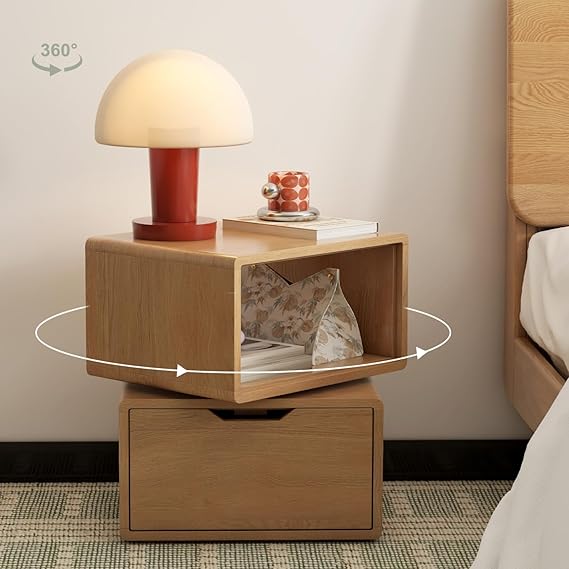 Solid Wood Nightstand with Two Drawers