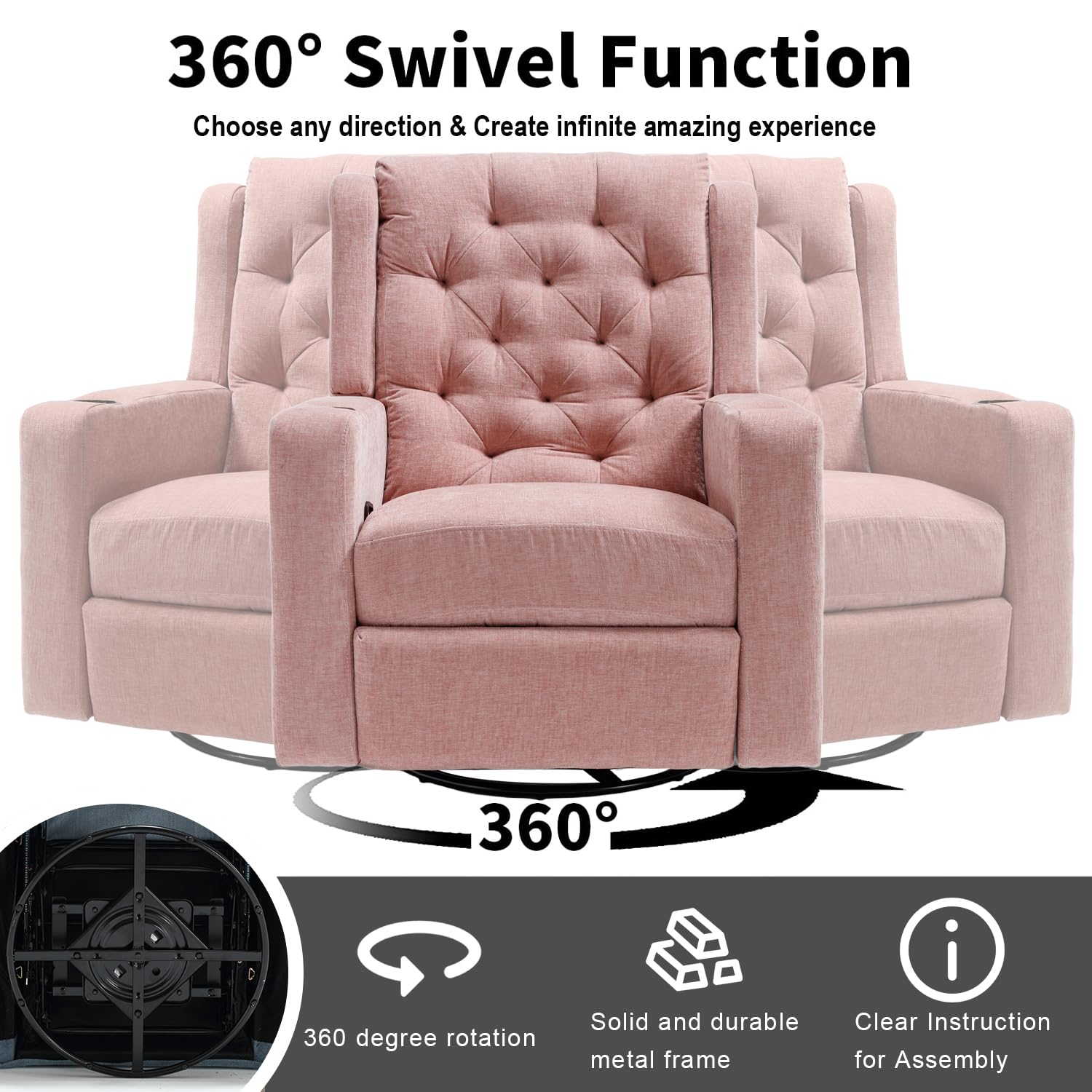 Oversized Swivel Rocker Recliner with Massage