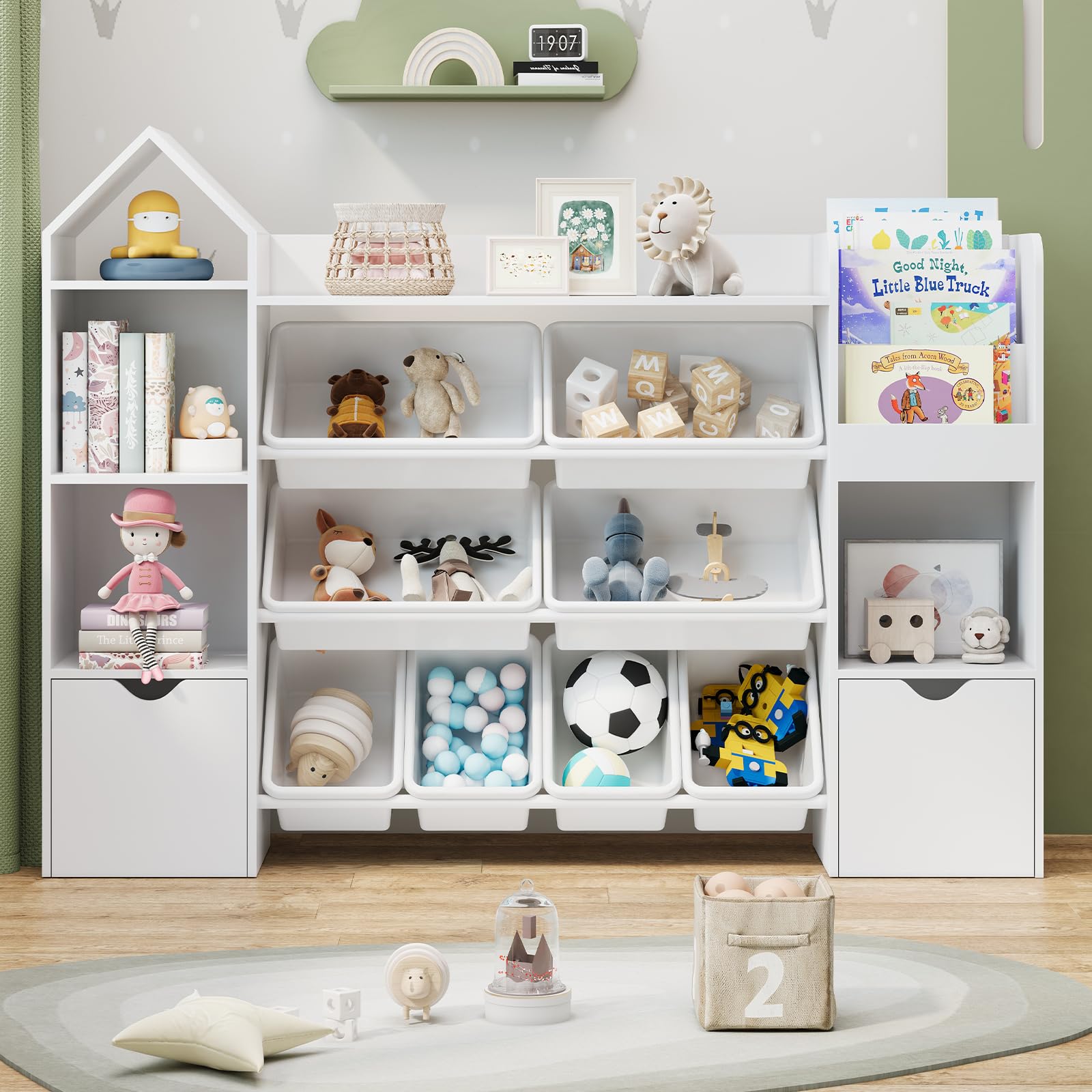 Castle Toy Storage Organizer with Bookshelf