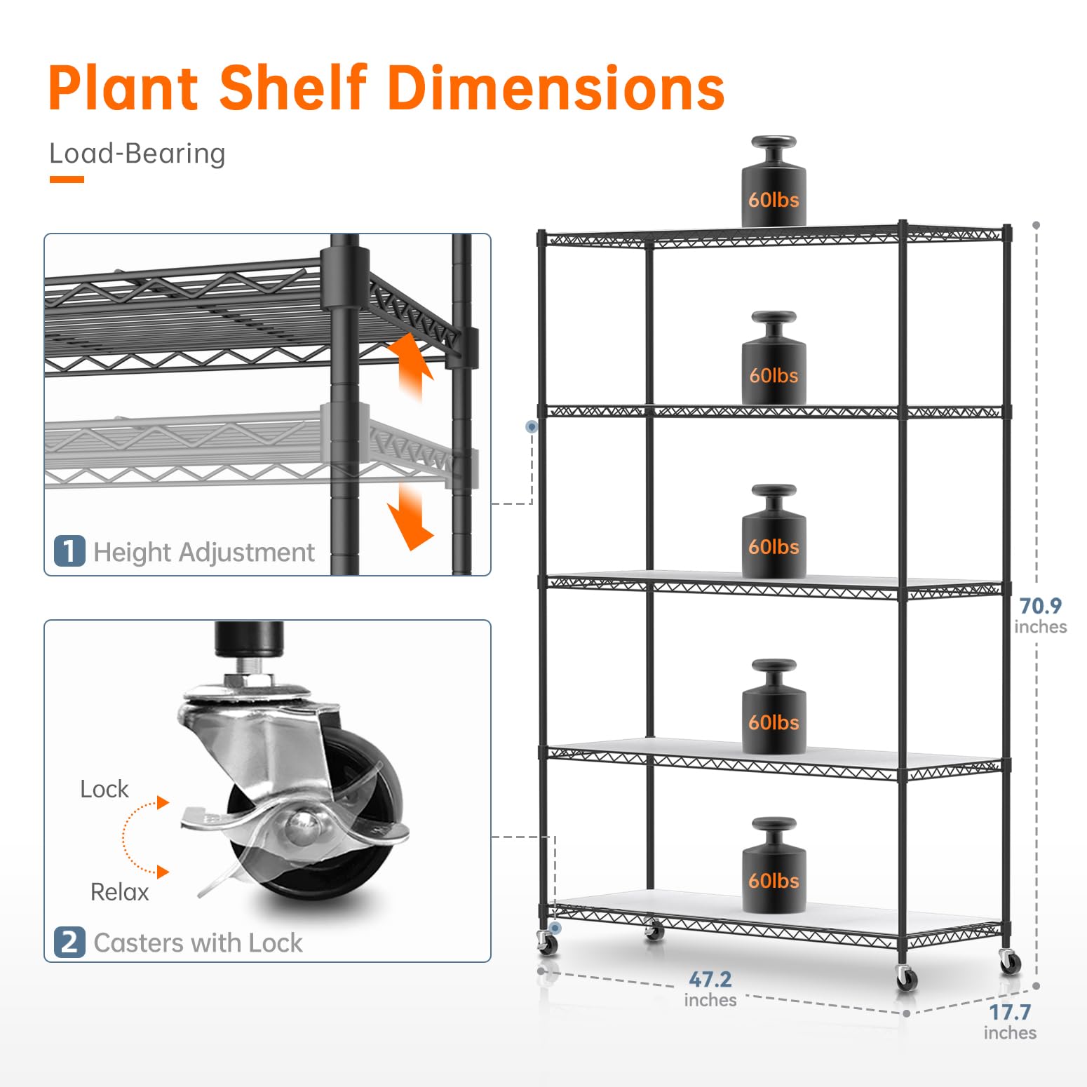 5-Tier Plant Stand with Grow Lights