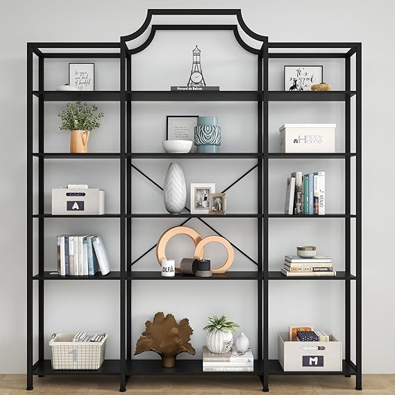 Triple Wide 5-Tier Gold Bookshelf 70.87" x 80.31"