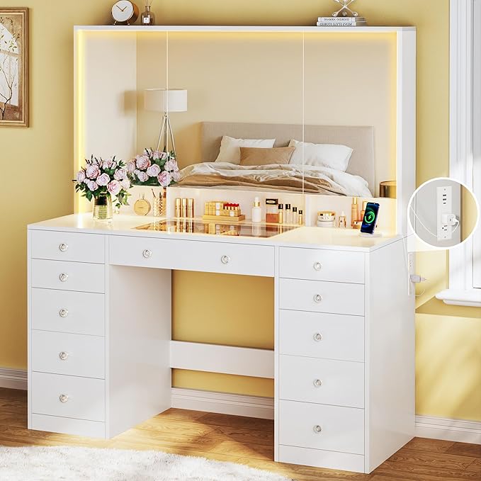 50" Vanity Desk with Mirror and Lights