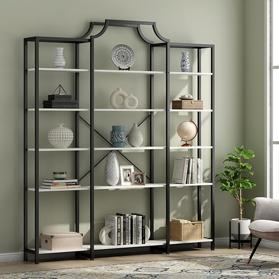Triple Wide 5-Tier Gold Bookshelf 70.87" x 80.31"
