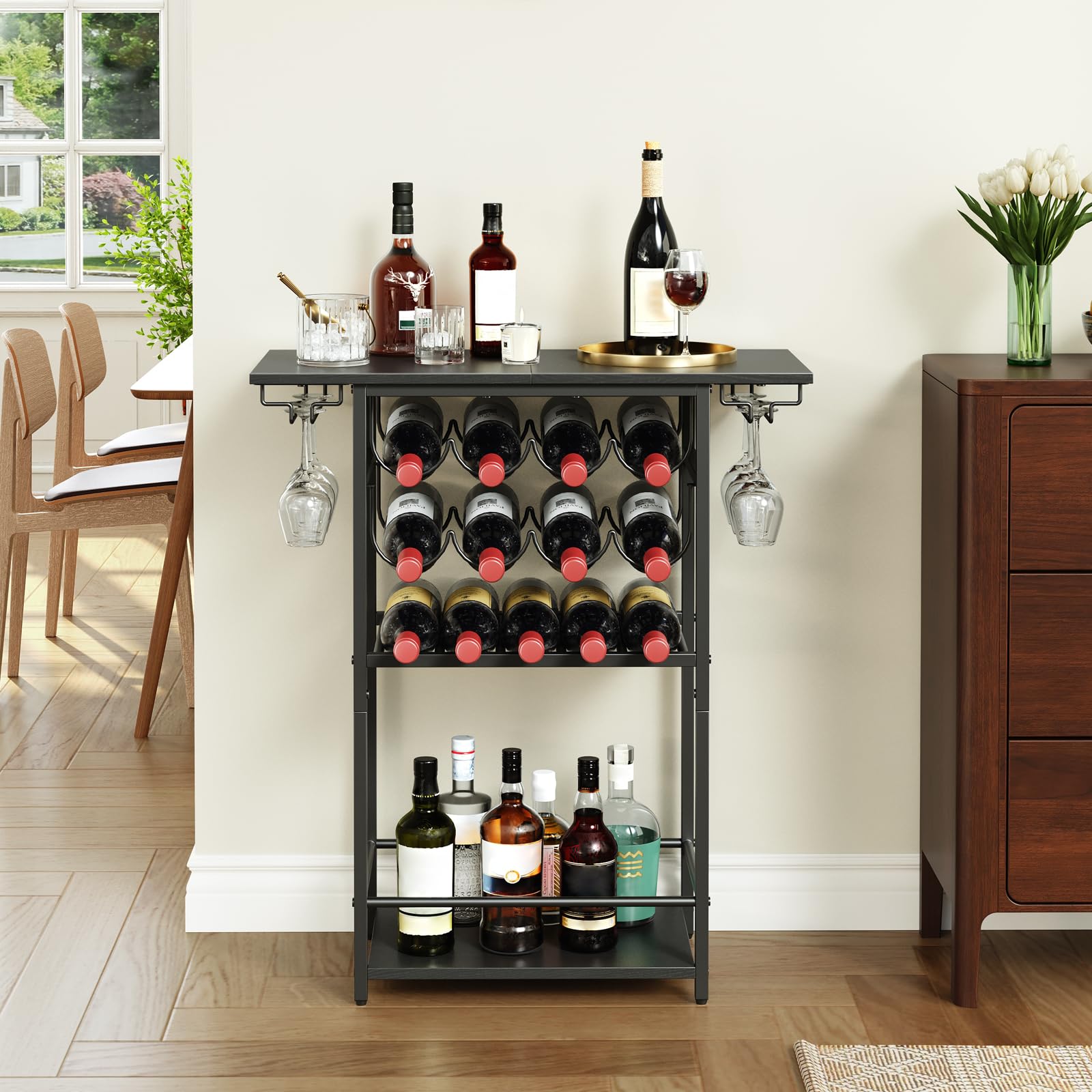 5-Tier Wine Rack with Glass Holder