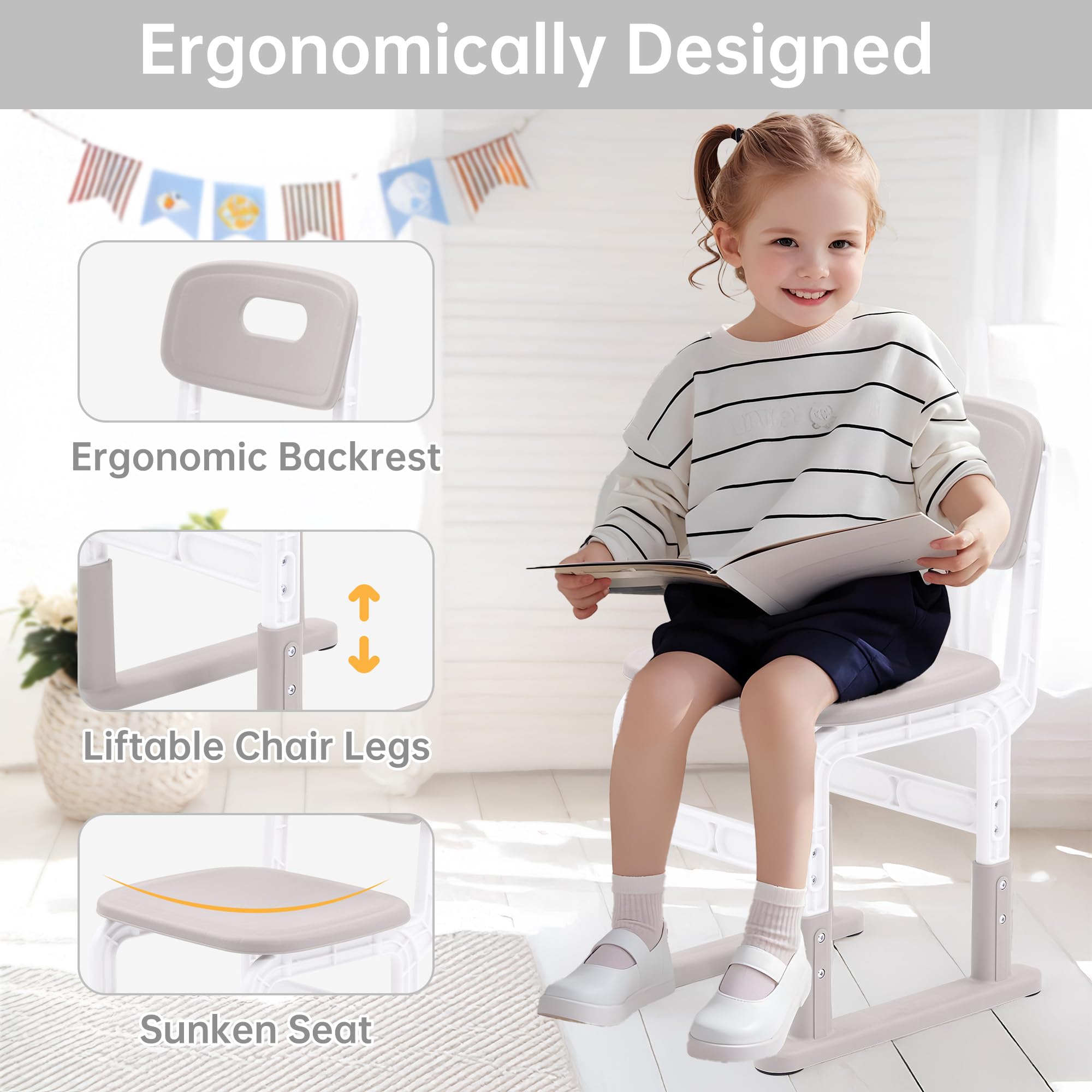 Height Adjustable Kids Desk and Chair Set