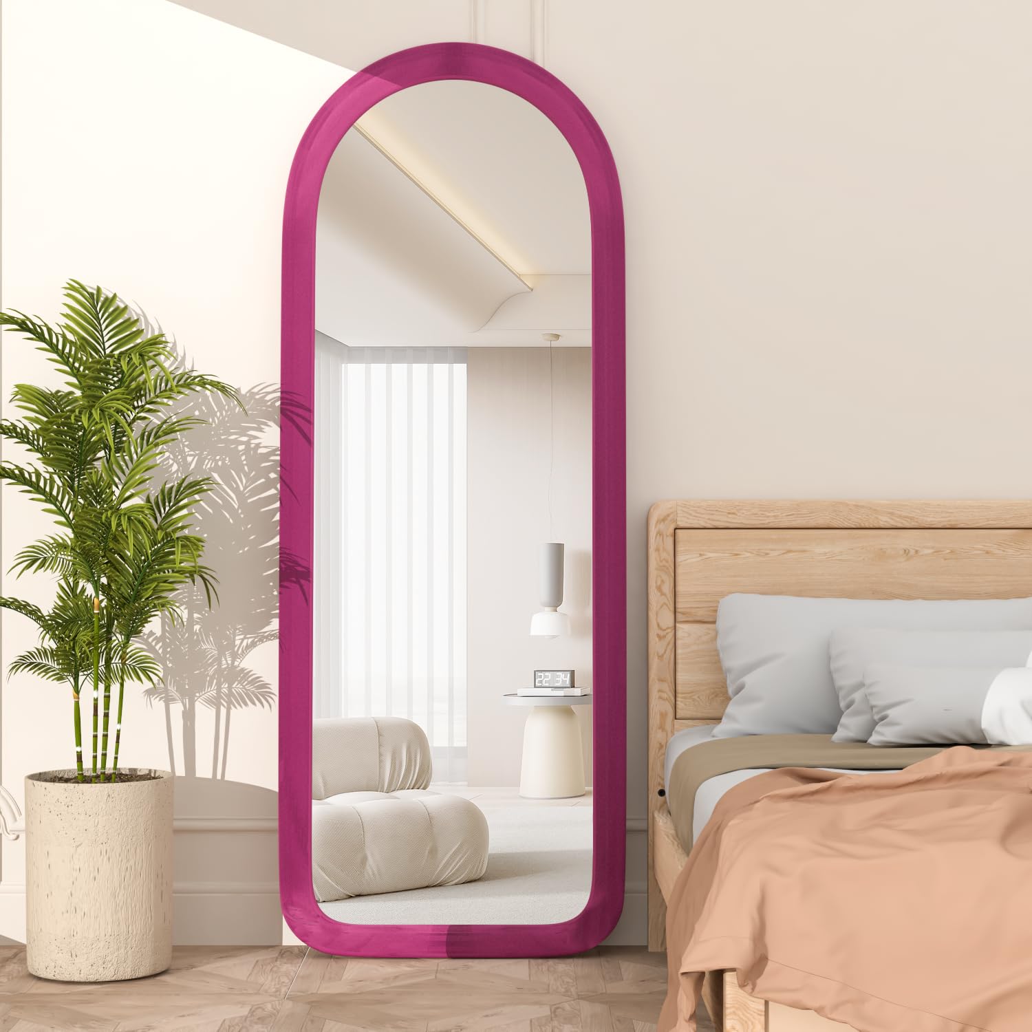 Arched Full Length Floor Mirror with Stand