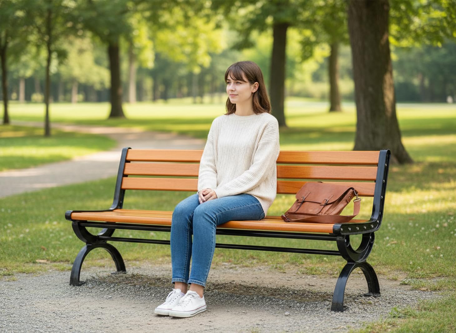 Outdoor Garden Bench with Backrest
