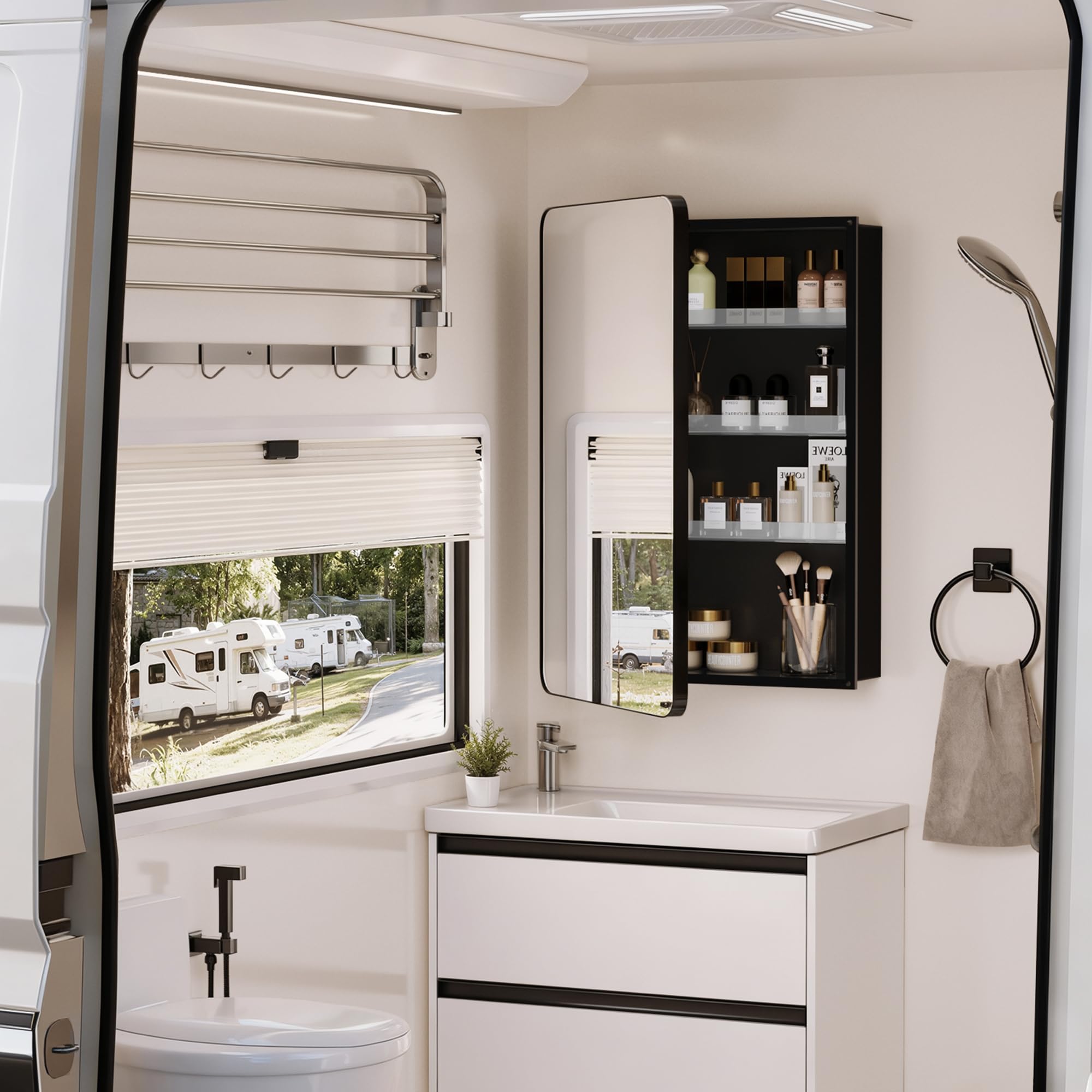 Recessed Medicine Cabinet with Mirror - 16 x 24 Inch Wall Mount Storage