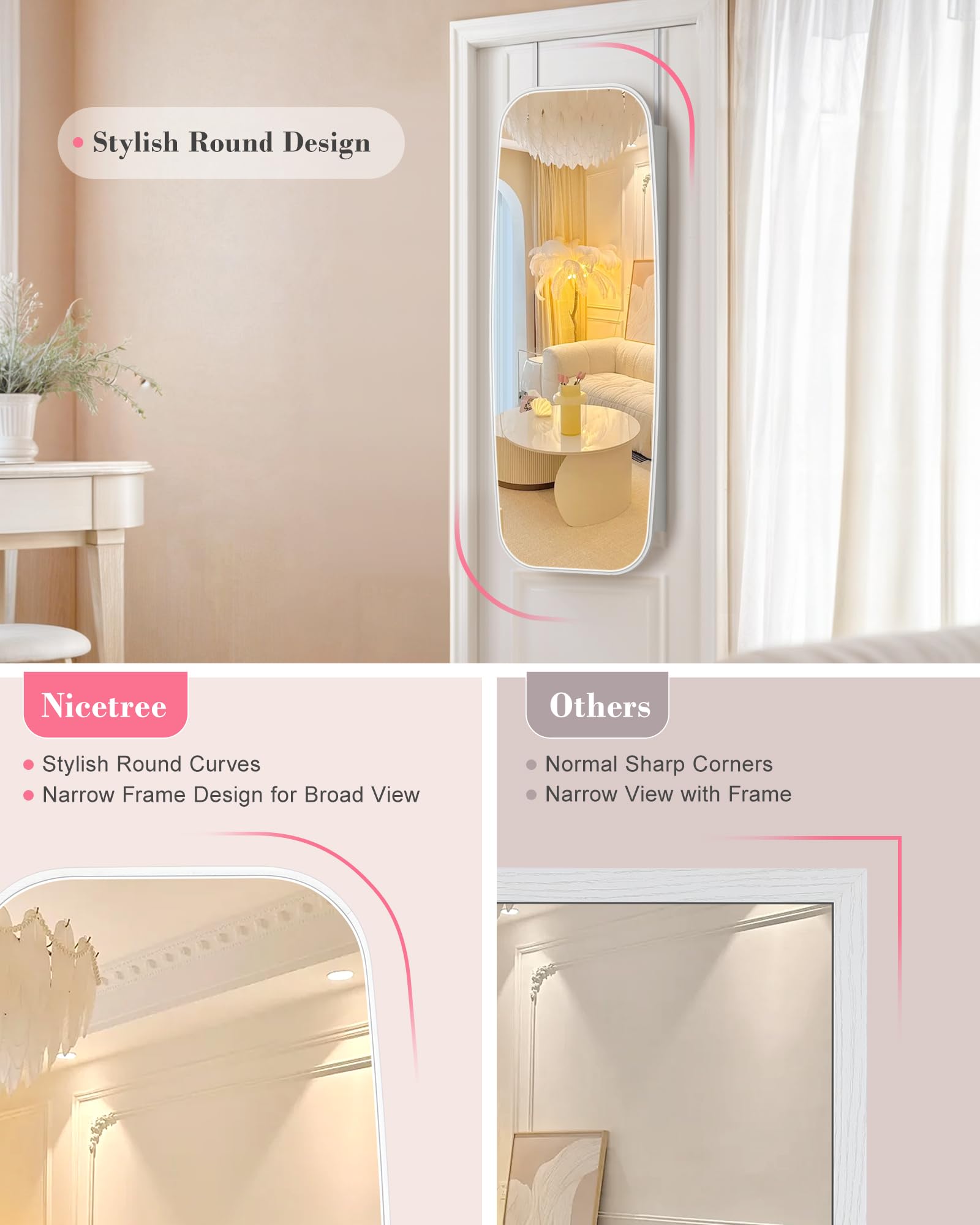 LED Mirror Jewelry Cabinet with Wall Mount and Storage Drawers